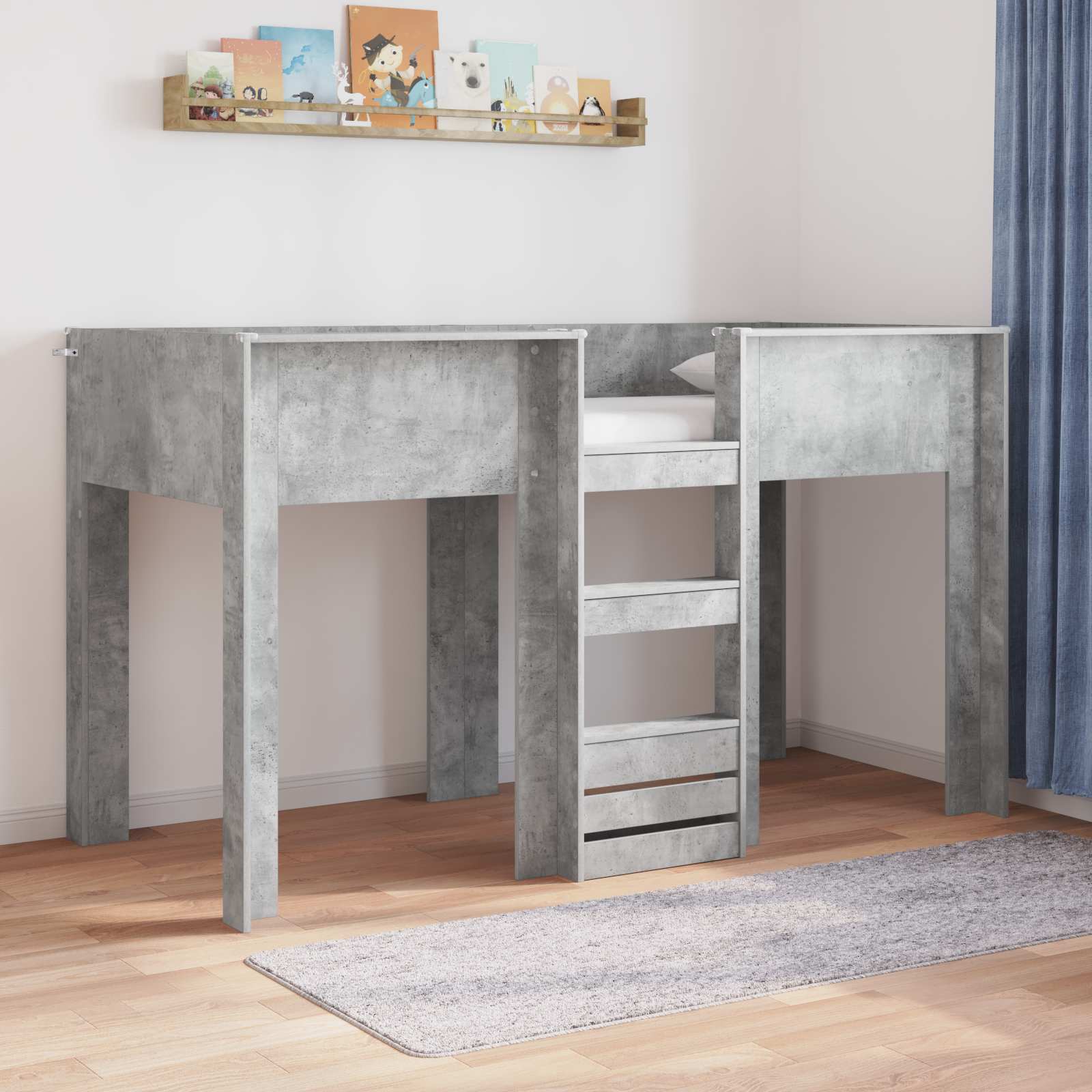 vidaXL Bunk Bed voor Kinderen met matras Wit 100 x 200 cm Bewerkt hout