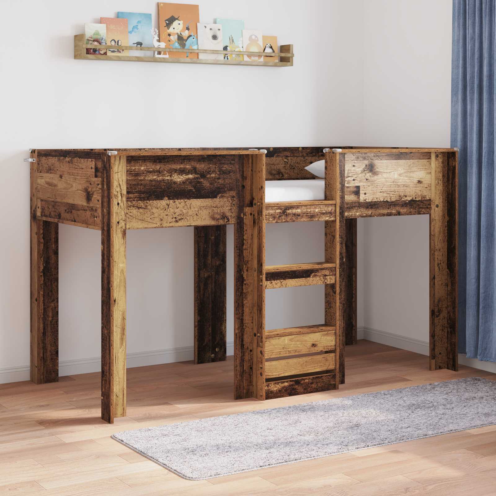 vidaXL Bunk Bed voor Kinderen met matras Wit 100 x 200 cm Bewerkt hout