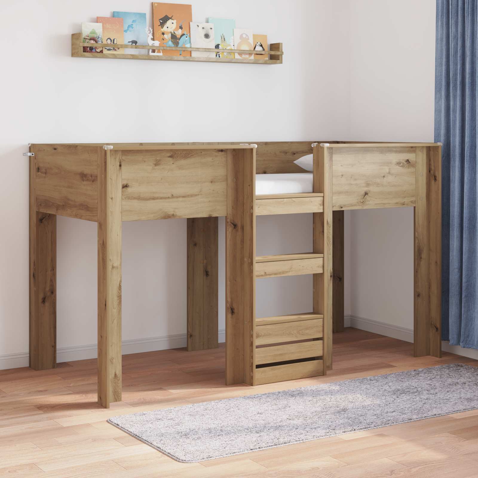 vidaXL Bunk Bed voor Kinderen met matras Wit 100 x 200 cm Bewerkt hout