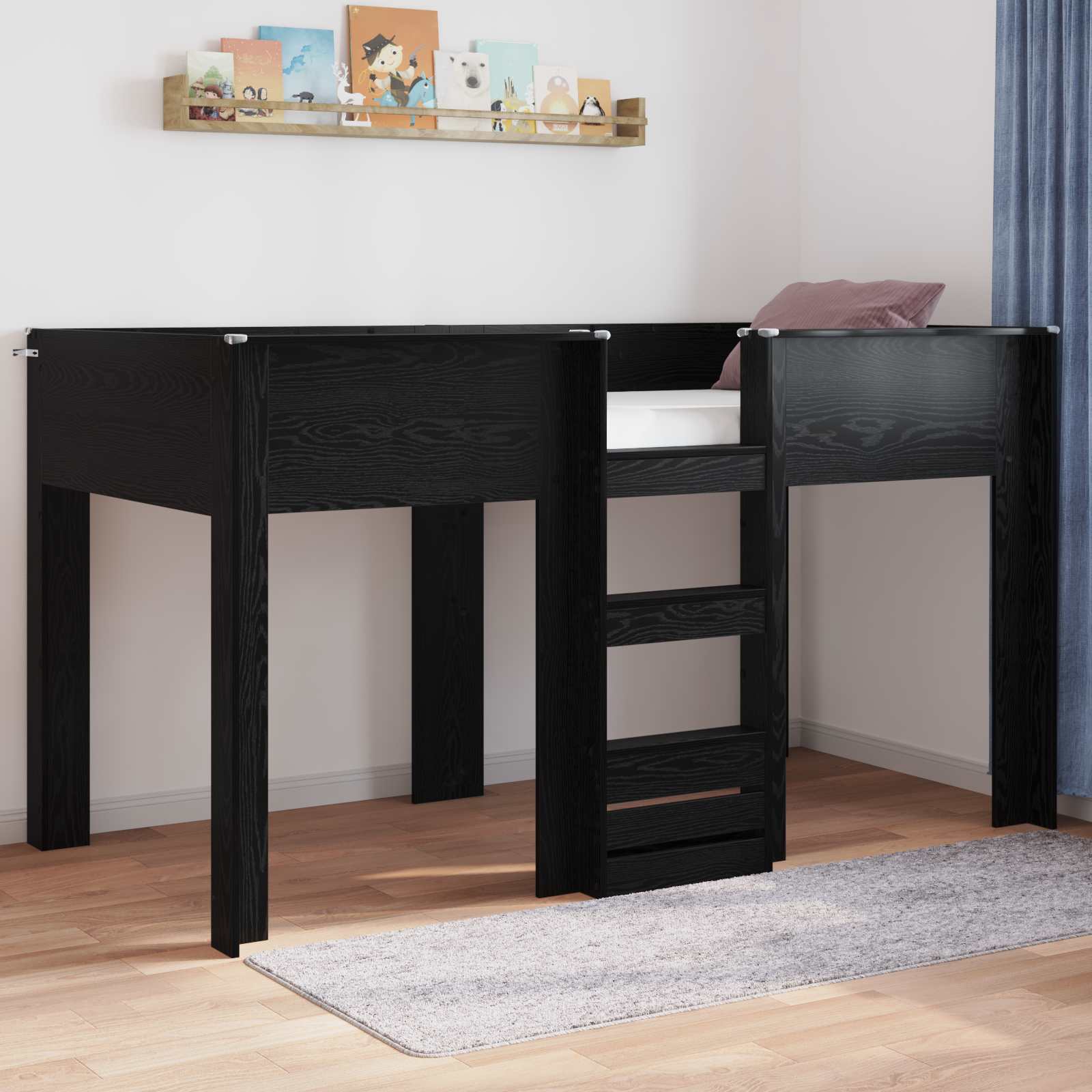 vidaXL Bunk Bed voor Kinderen met matras Wit 100 x 200 cm Bewerkt hout