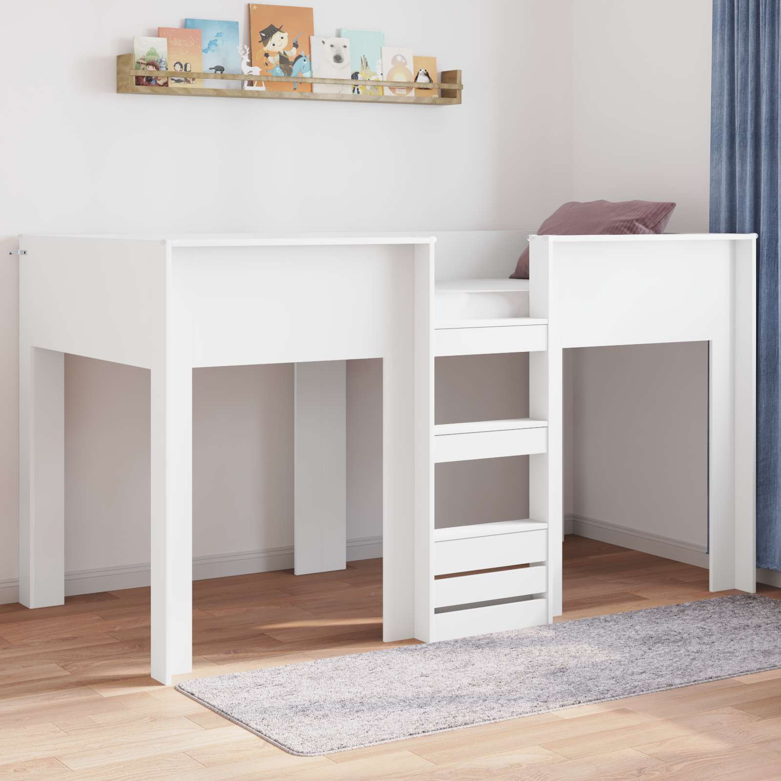 vidaXL Bunk Bed voor Kinderen met matras Wit 100 x 200 cm Bewerkt hout