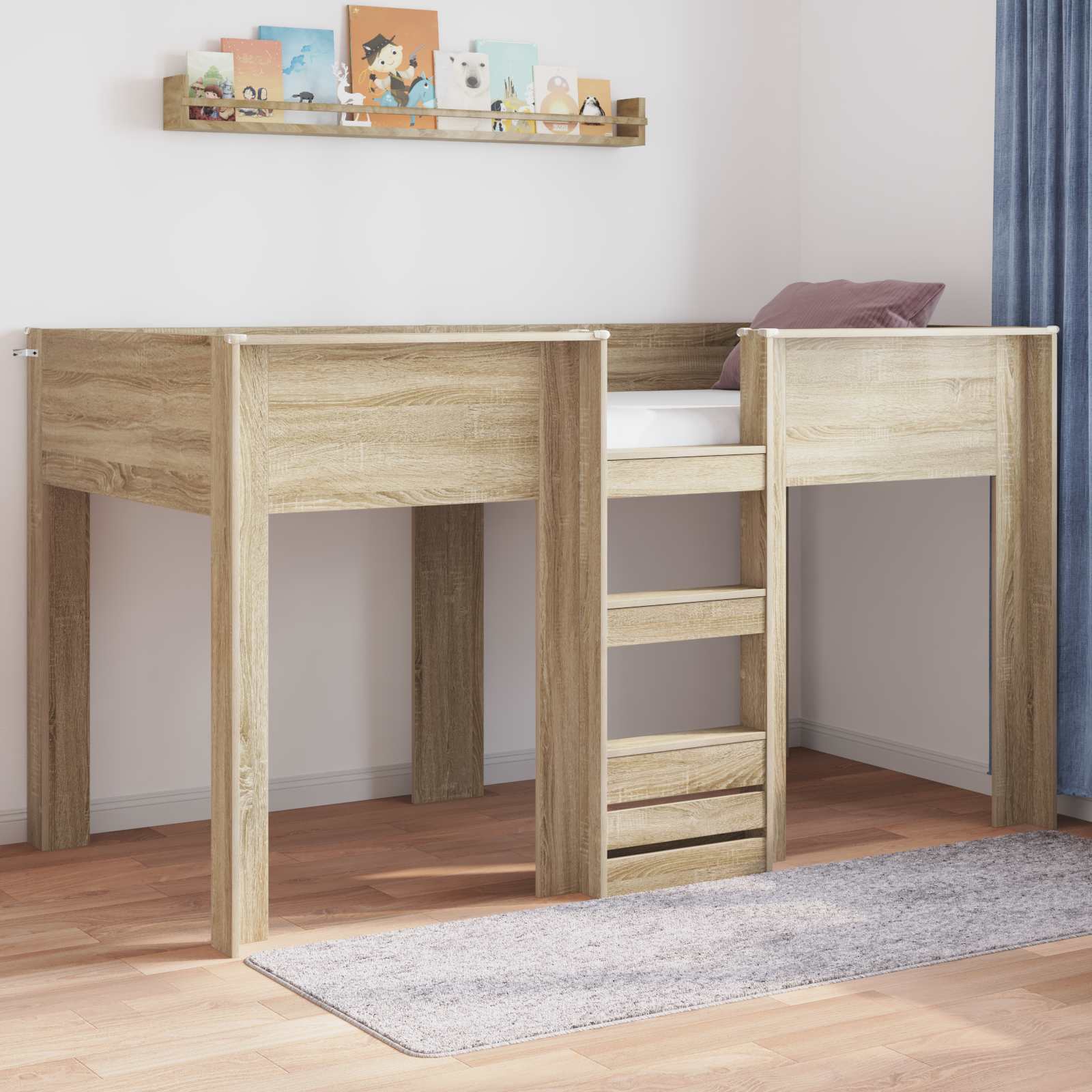 vidaXL Bunk Bed voor Kinderen met matras Wit 100 x 200 cm Bewerkt hout