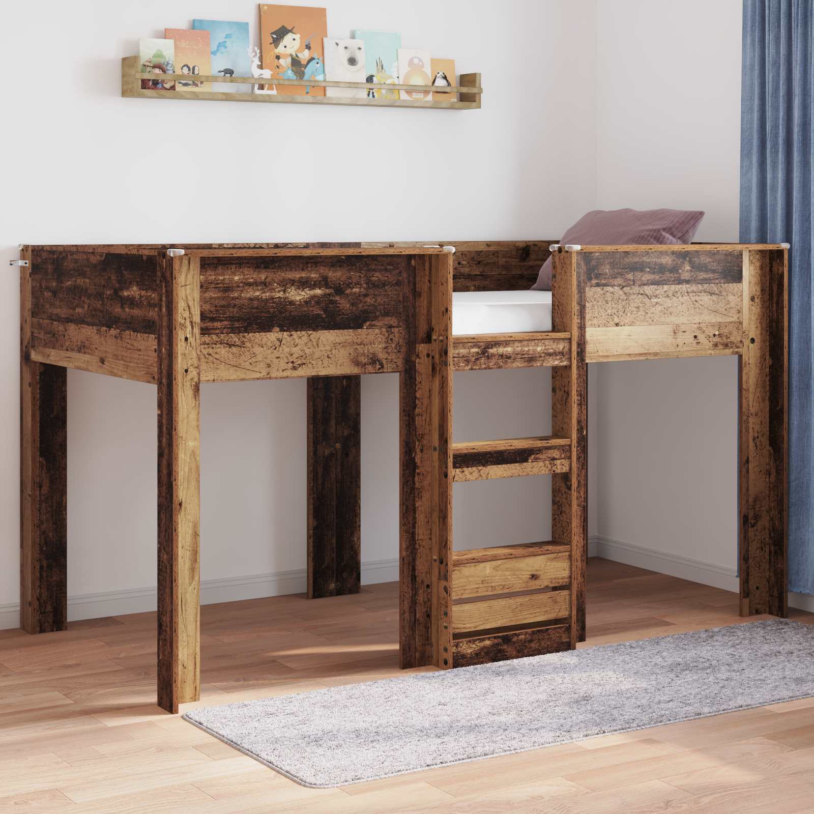 vidaXL Bunk Bed voor Kinderen met matras Wit 100 x 200 cm Bewerkt hout