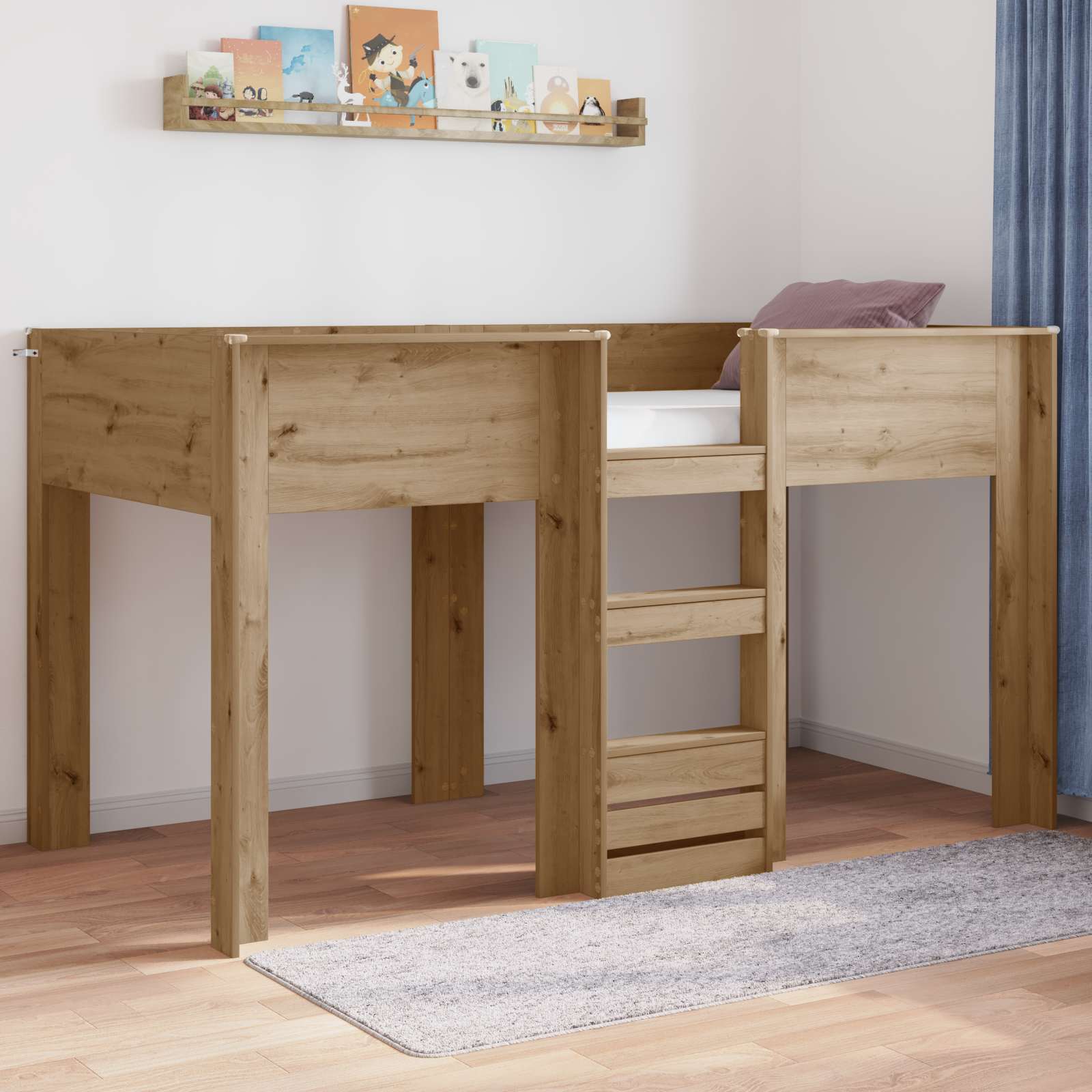 vidaXL Bunk Bed voor Kinderen met matras Wit 100 x 200 cm Bewerkt hout