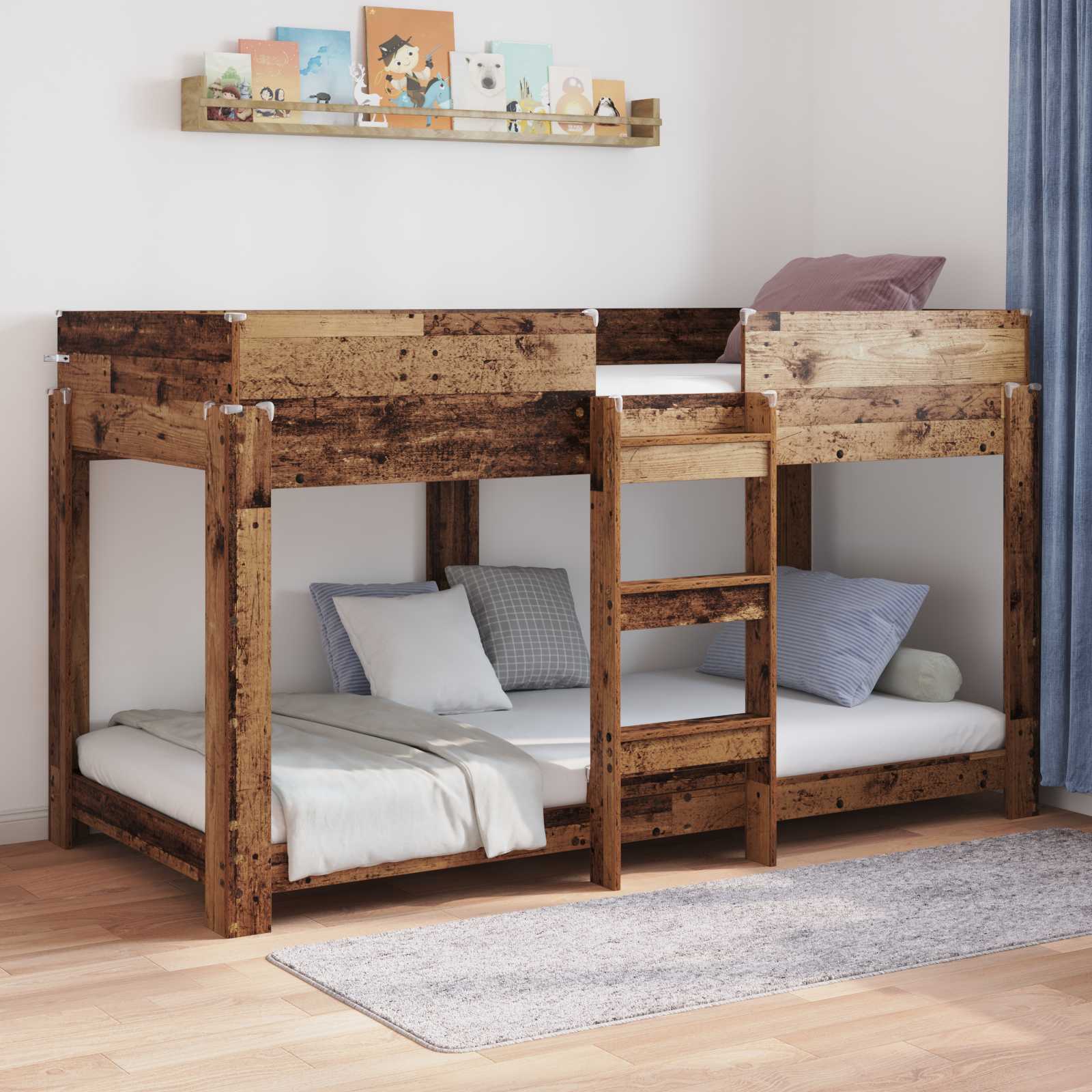 vidaXL Bunk Bed voor Kinderen met matras Wit 100 x 200 cm Bewerkt hout