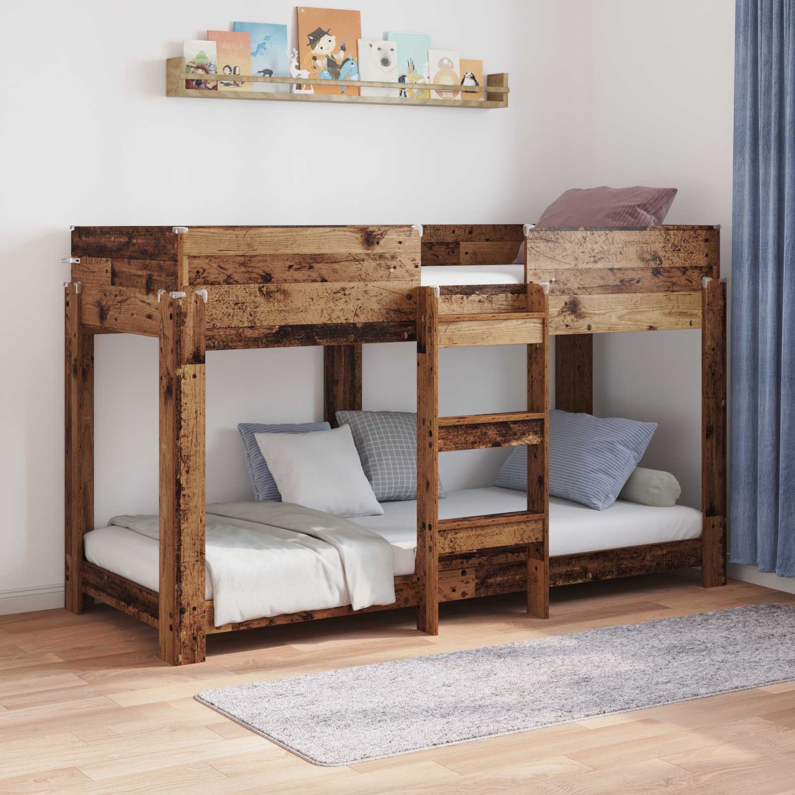 vidaXL Bunk Bed voor Kinderen met matras Wit 100 x 200 cm Bewerkt hout