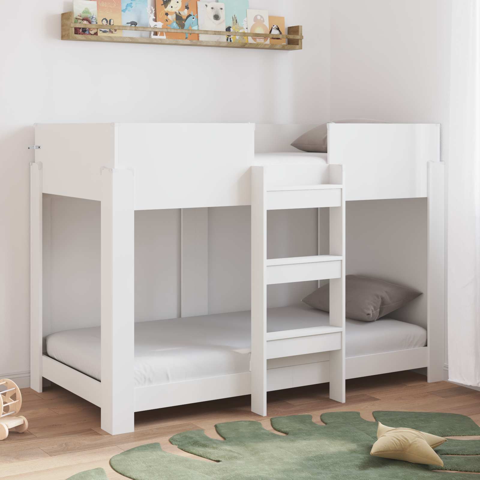 vidaXL Bunk Bed voor Kinderen met matras Wit 100 x 200 cm Bewerkt hout