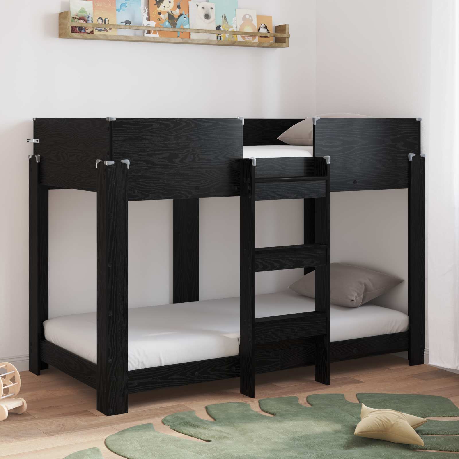 vidaXL Bunk Bed voor Kinderen met matras Wit 100 x 200 cm Bewerkt hout