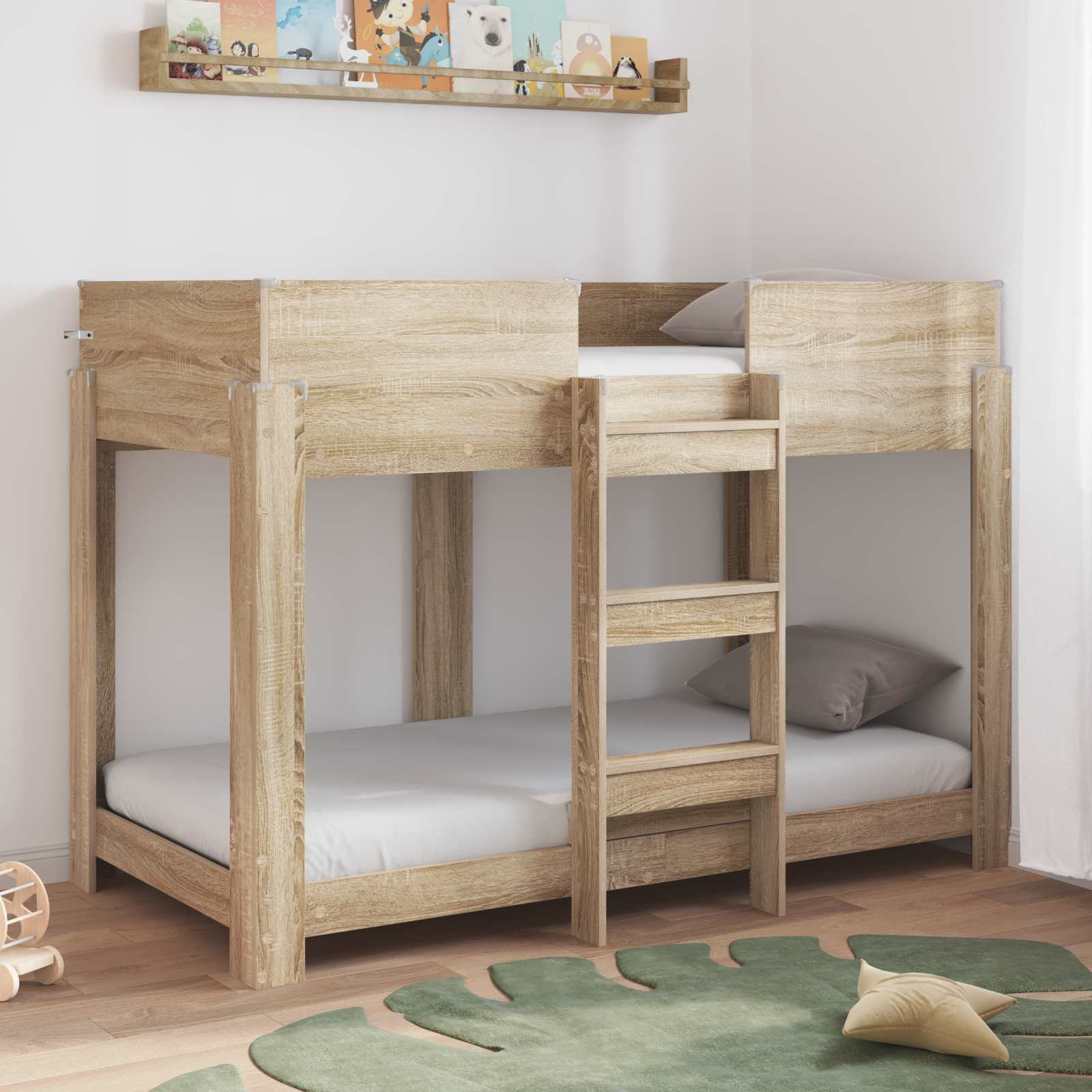 vidaXL Bunk Bed voor Kinderen met matras Wit 100 x 200 cm Bewerkt hout