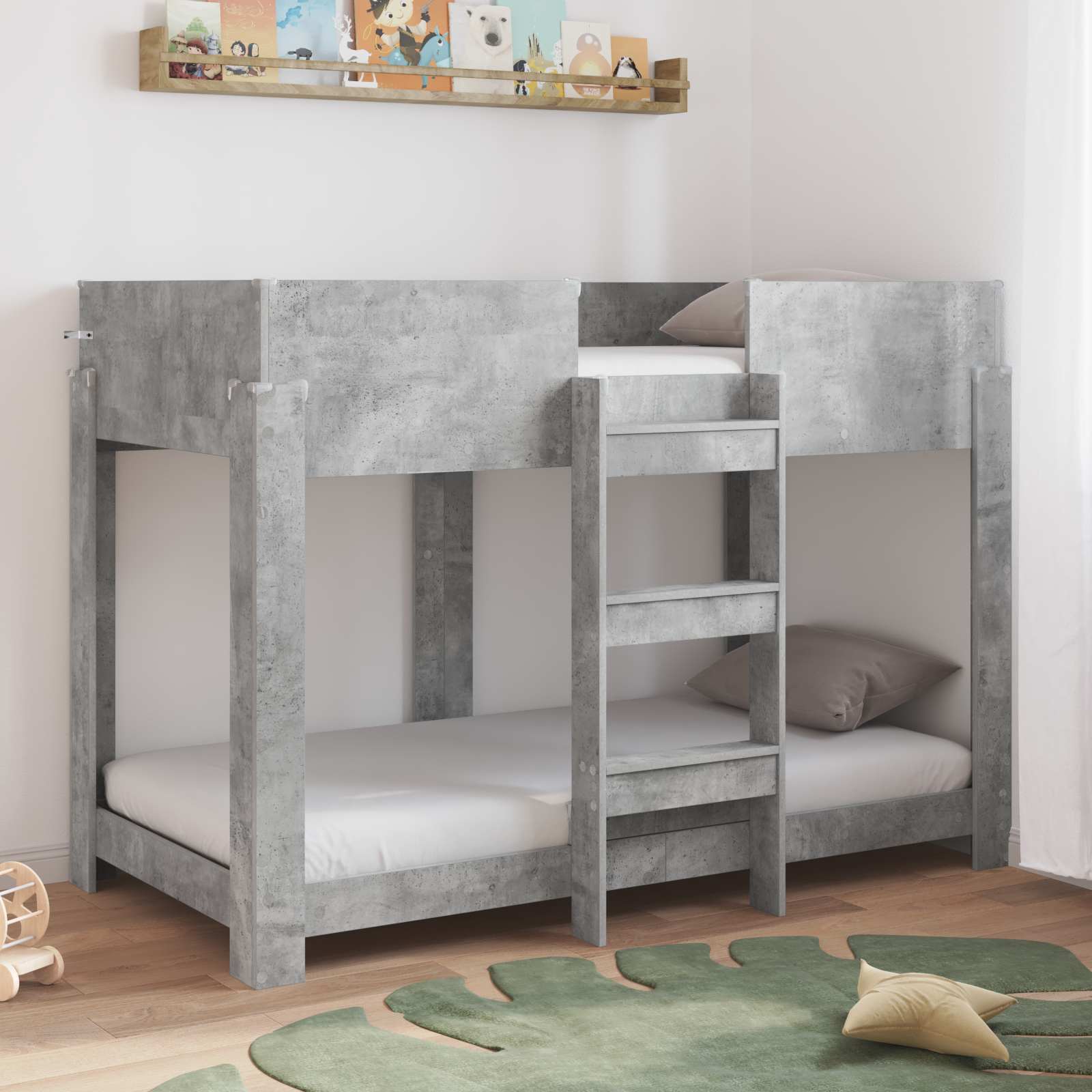 vidaXL Bunk Bed voor Kinderen met matras Wit 100 x 200 cm Bewerkt hout