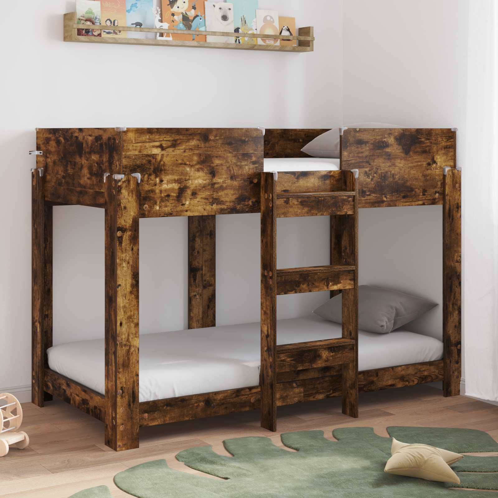 vidaXL Bunk Bed voor Kinderen met matras Wit 100 x 200 cm Bewerkt hout