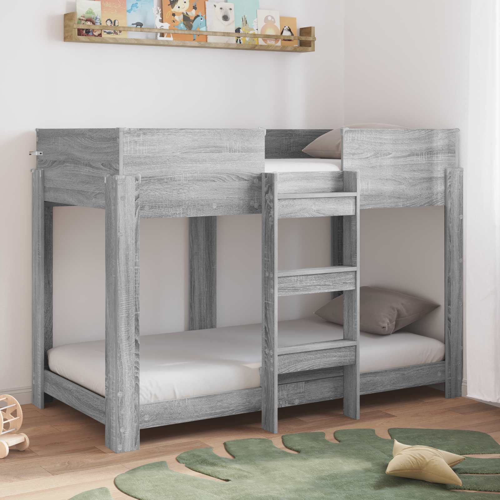 vidaXL Bunk Bed voor Kinderen met matras Wit 100 x 200 cm Bewerkt hout
