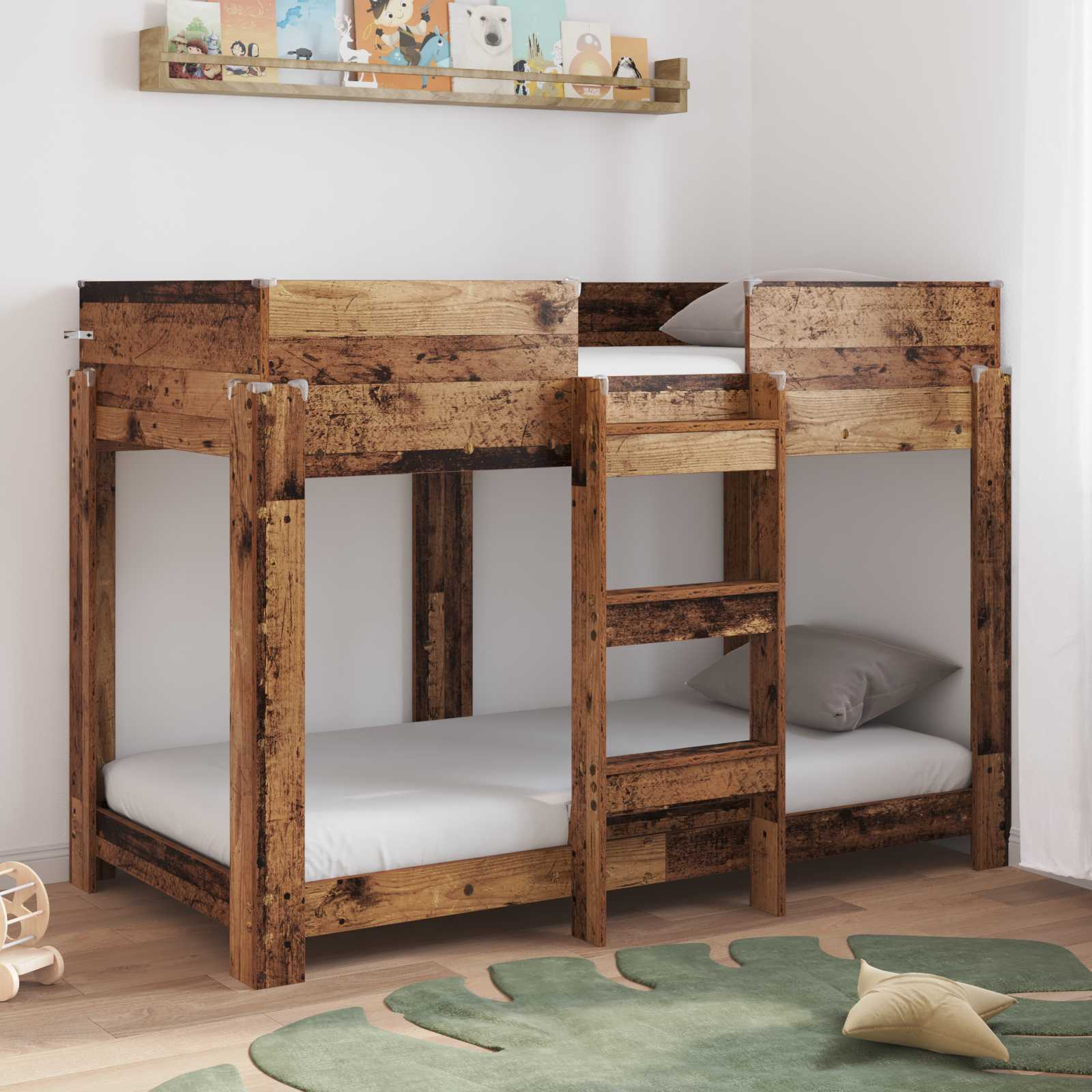 vidaXL Bunk Bed voor Kinderen met matras Wit 100 x 200 cm Bewerkt hout