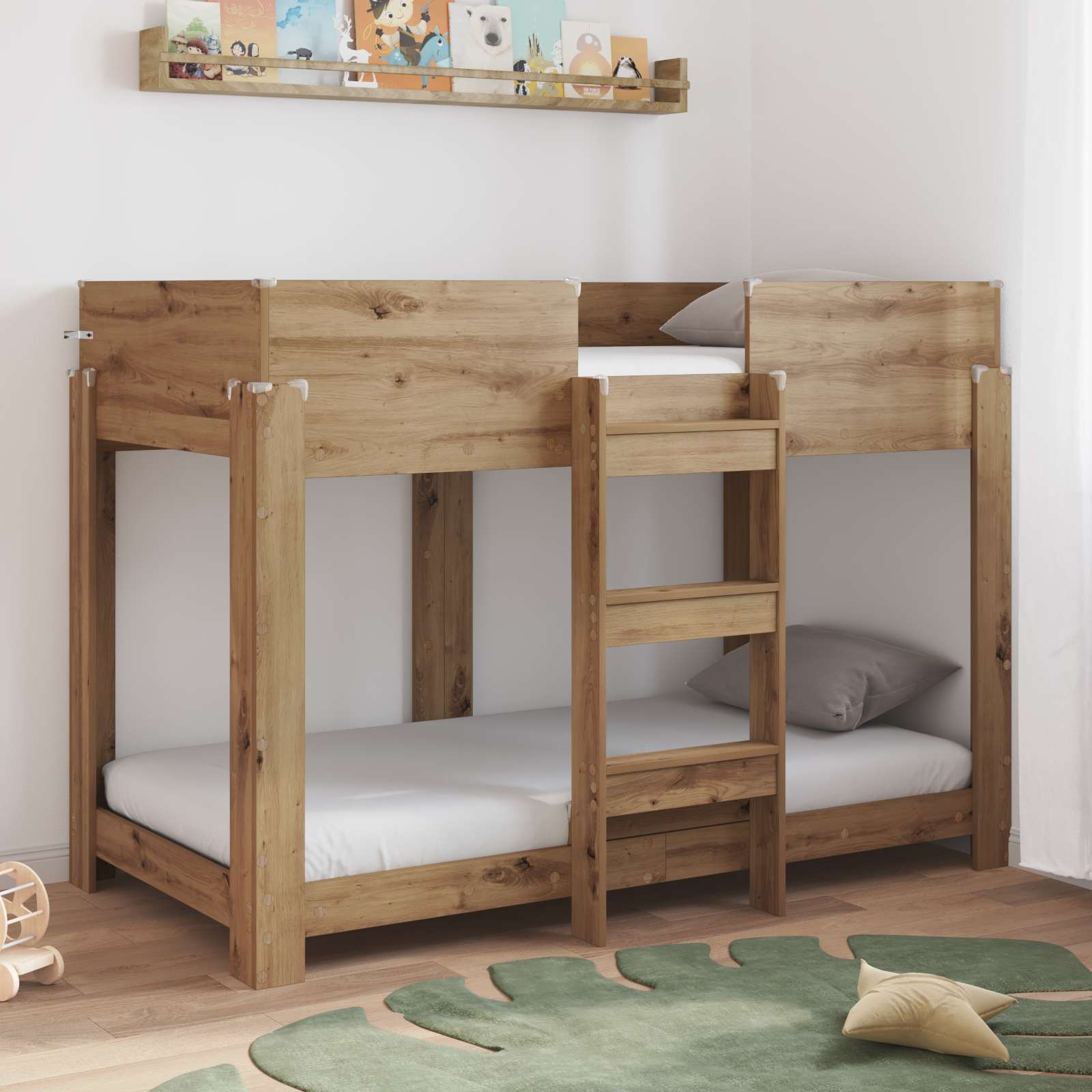 vidaXL Bunk Bed voor Kinderen met matras Wit 100 x 200 cm Bewerkt hout