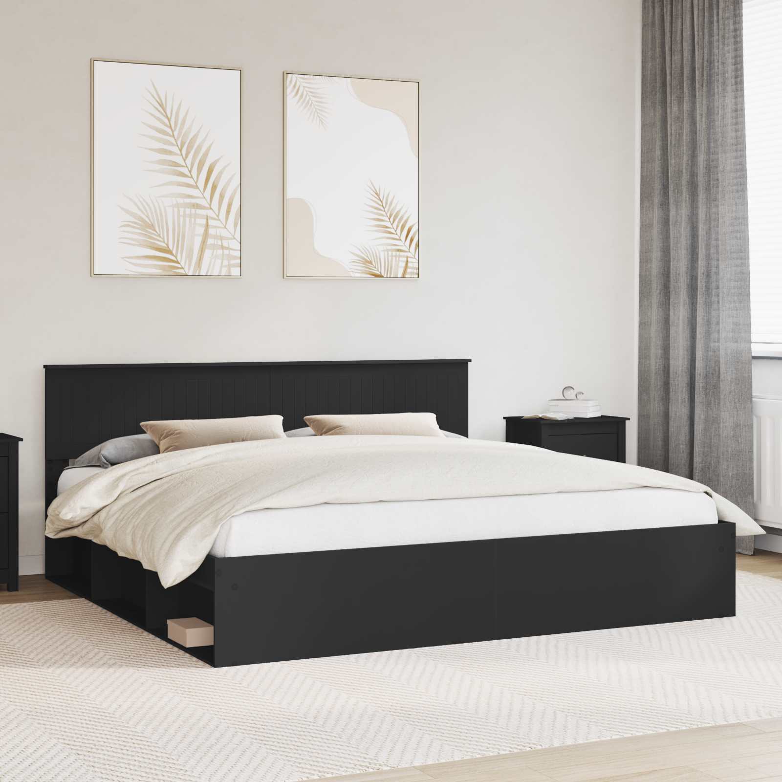 vidaXL Bedframe met hoofdeinde Wit 200 x 200 cm Massief grenenhout