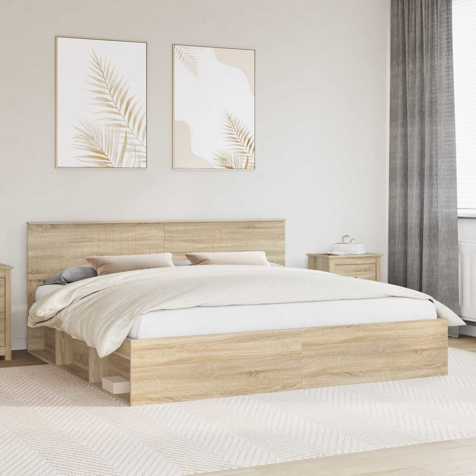 vidaXL Bedframe met hoofdeinde Wit 200 x 200 cm Massief grenenhout