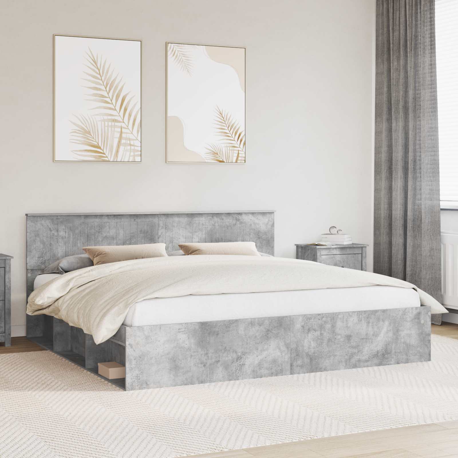 vidaXL Bedframe met hoofdeinde Wit 200 x 200 cm Massief grenenhout