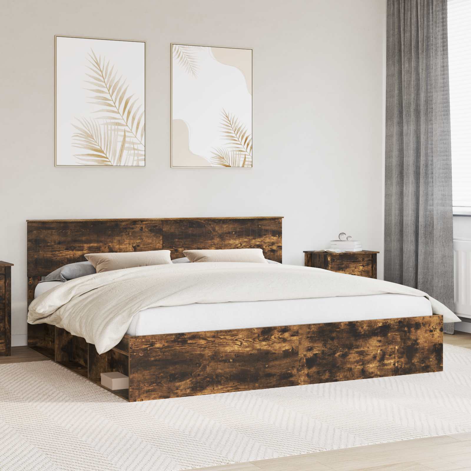 vidaXL Bedframe met hoofdeinde Wit 200 x 200 cm Massief grenenhout