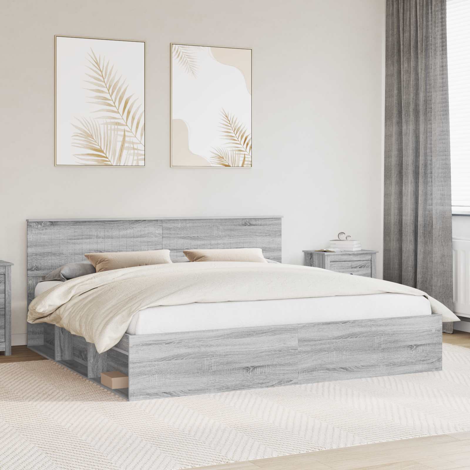 vidaXL Bedframe met hoofdeinde Wit 200 x 200 cm Massief grenenhout