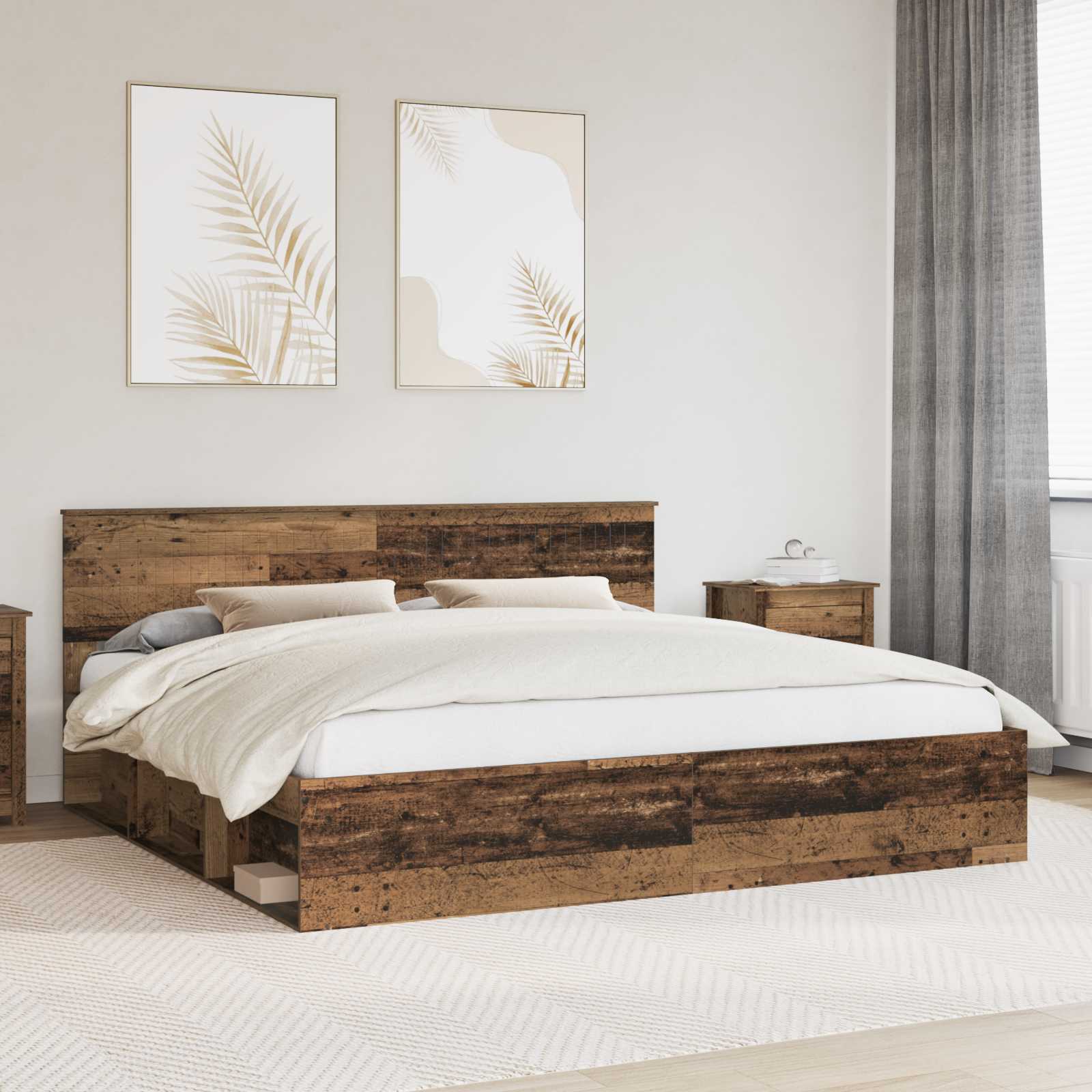 vidaXL Bedframe met hoofdeinde Wit 200 x 200 cm Massief grenenhout