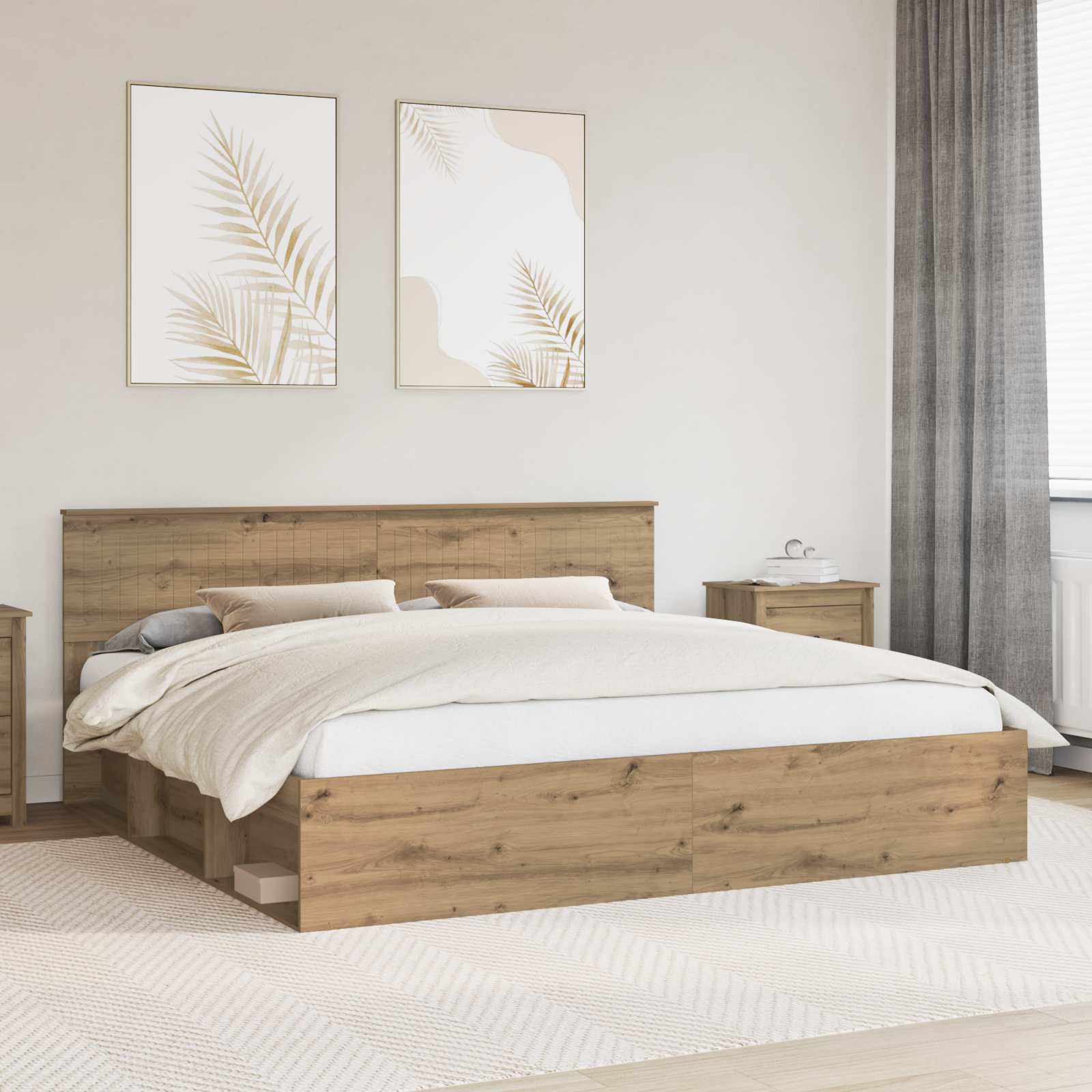 vidaXL Bedframe met hoofdeinde Wit 200 x 200 cm Massief grenenhout