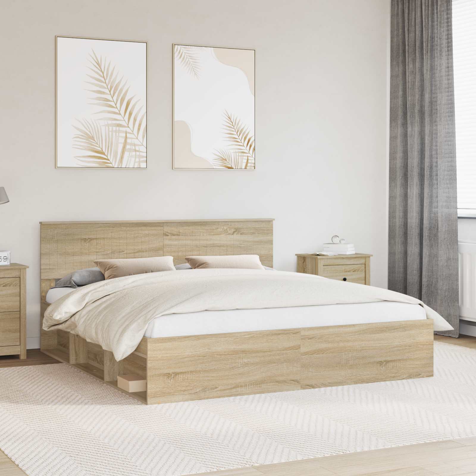 vidaXL Bedframe met hoofdeinde Wit 200 x 200 cm Massief grenenhout