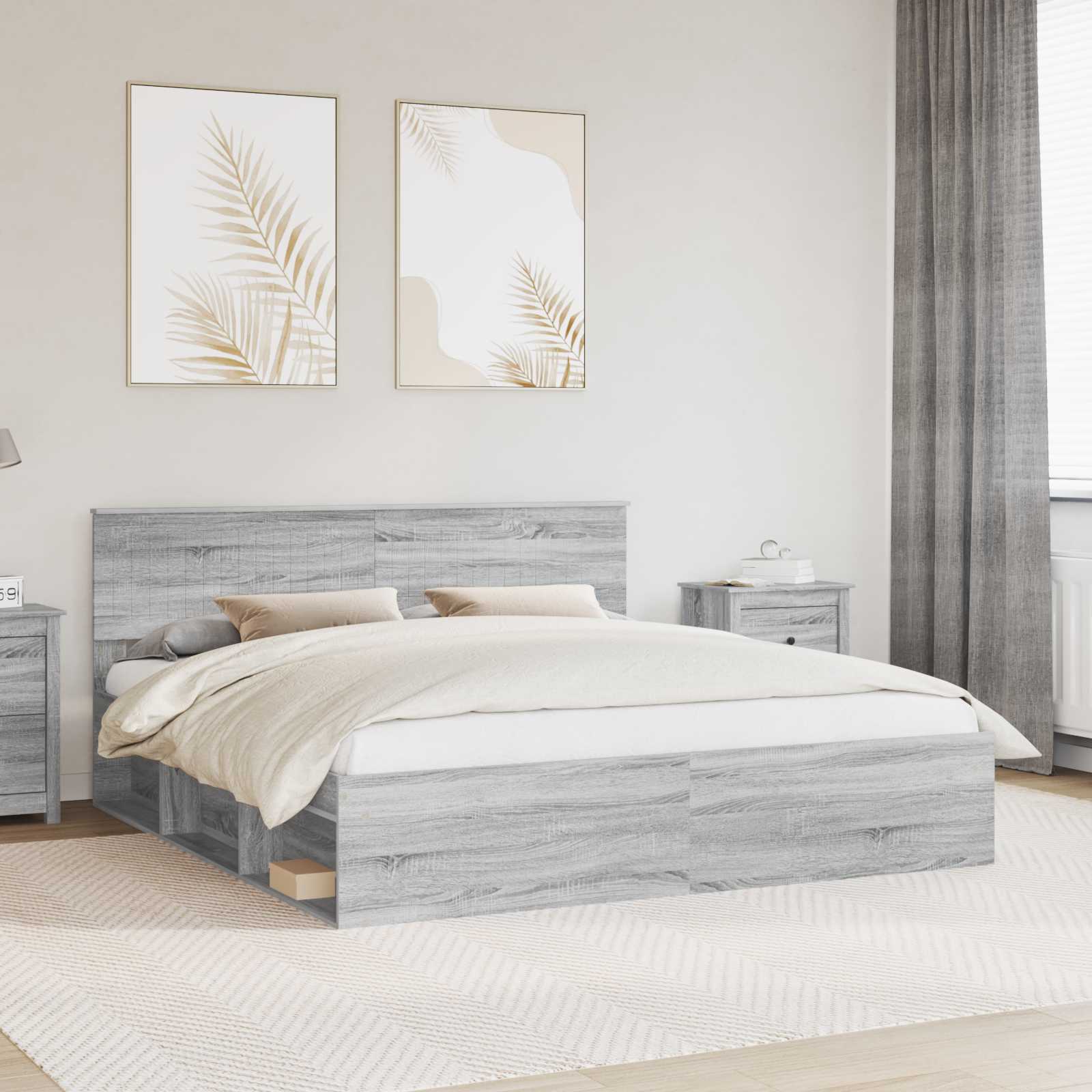 vidaXL Bedframe met hoofdeinde Wit 200 x 200 cm Massief grenenhout