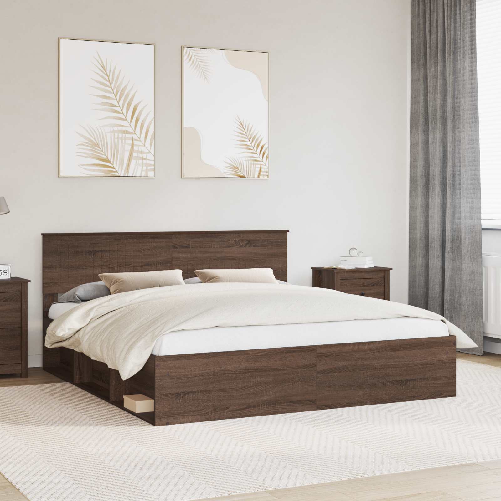 vidaXL Bedframe met hoofdeinde Wit 200 x 200 cm Massief grenenhout