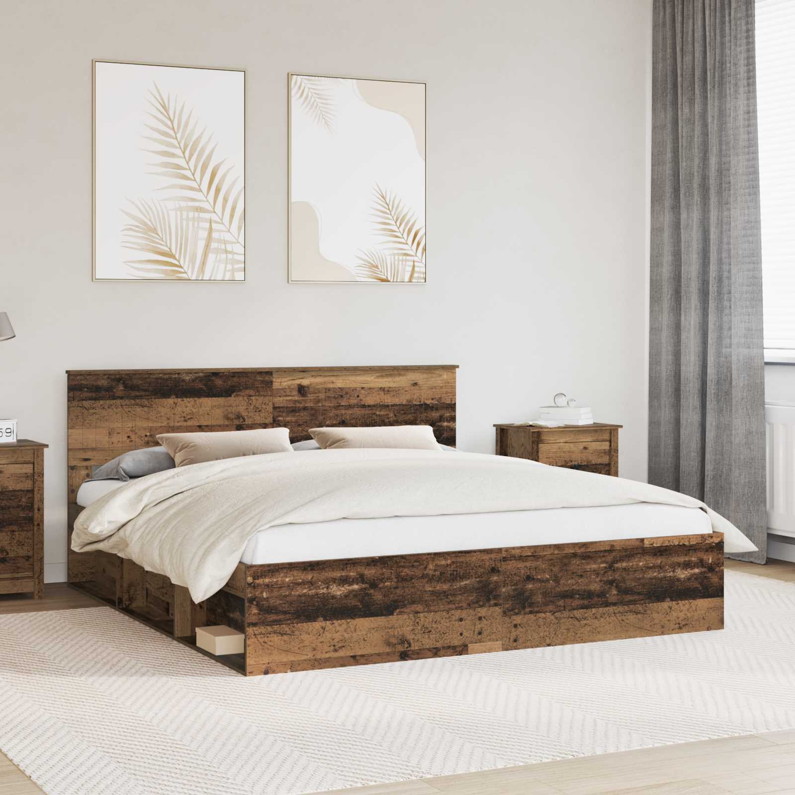 vidaXL Bedframe met hoofdeinde Wit 200 x 200 cm Massief grenenhout