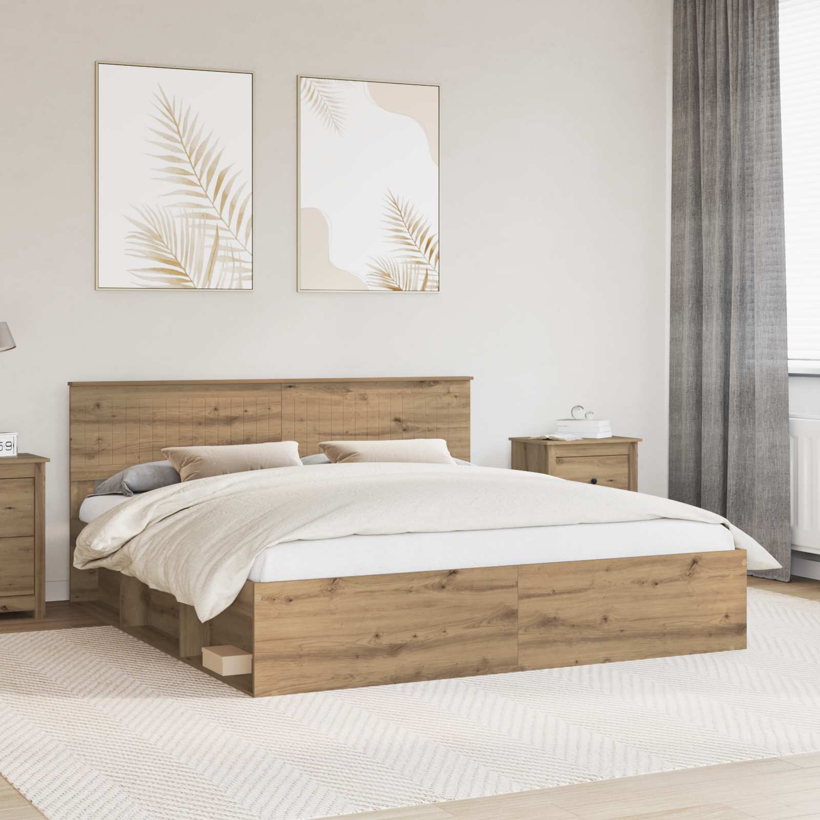 vidaXL Bedframe met hoofdeinde Wit 200 x 200 cm Massief grenenhout
