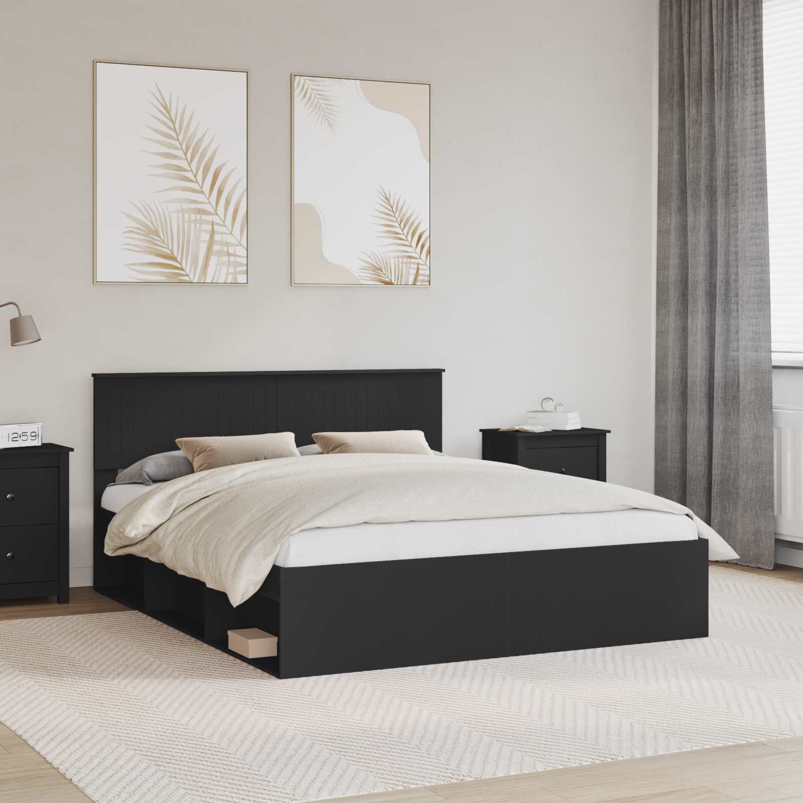 vidaXL Bedframe met hoofdeinde Wit 200 x 200 cm Massief grenenhout