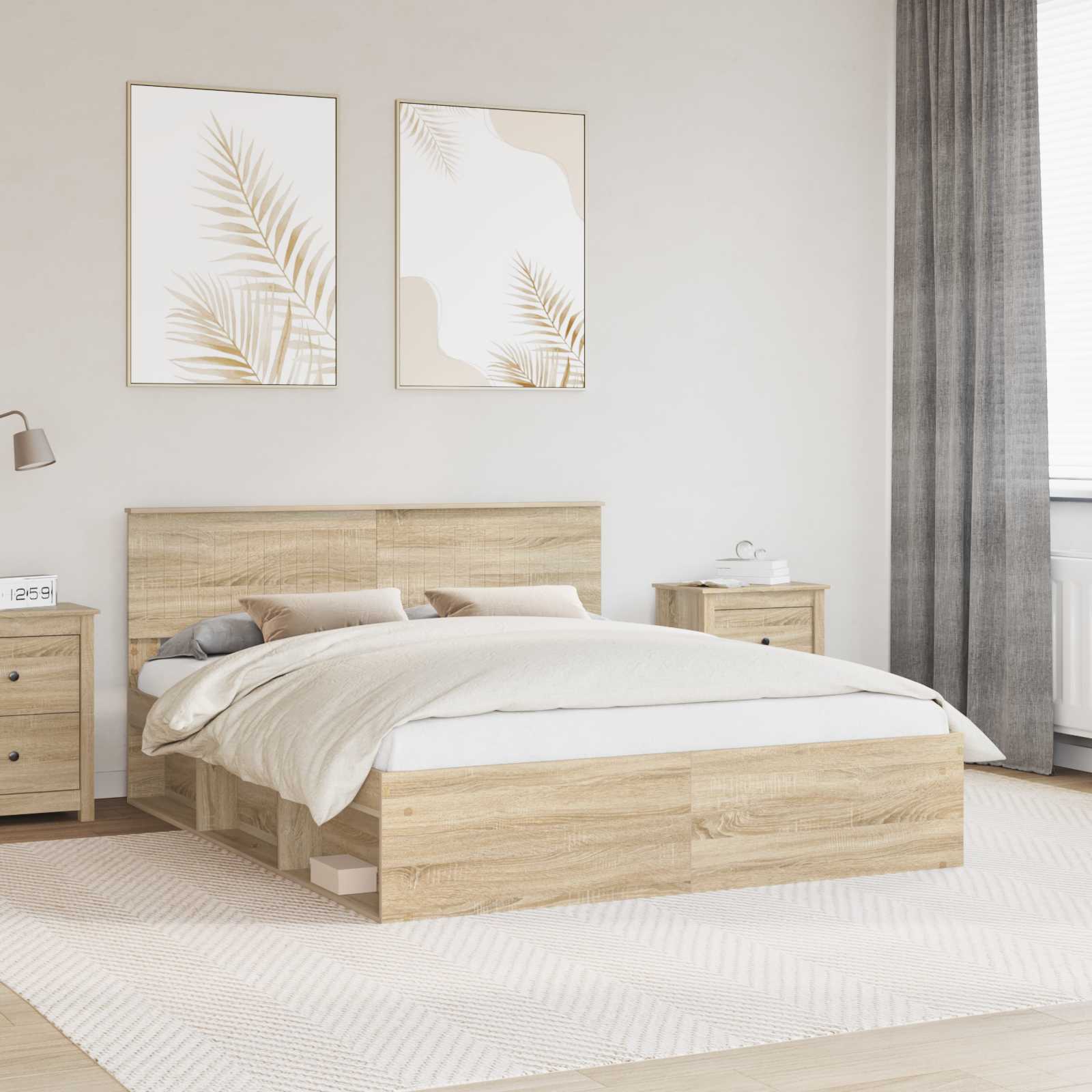 vidaXL Bedframe met hoofdeinde Wit 200 x 200 cm Massief grenenhout