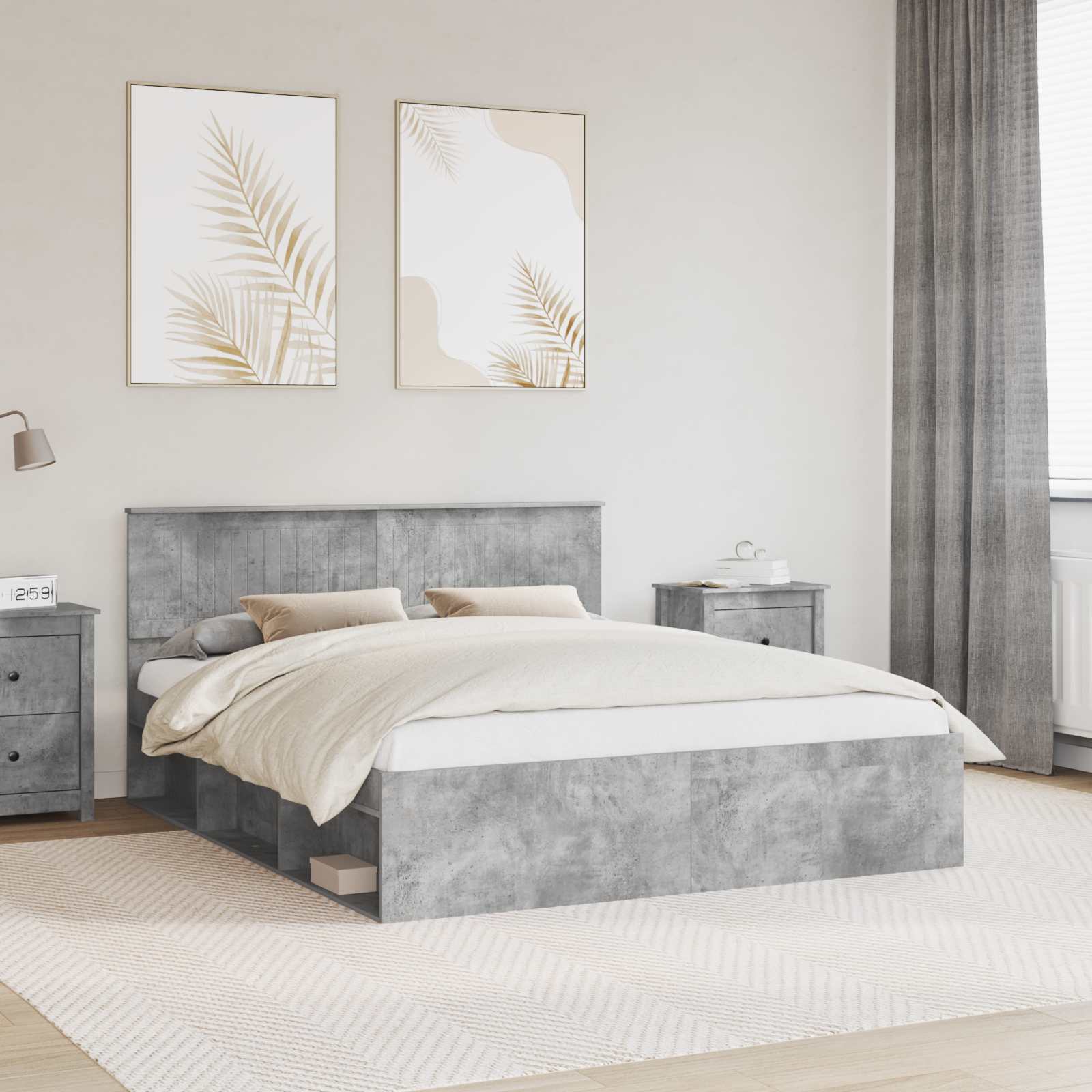 vidaXL Bedframe met hoofdeinde Wit 200 x 200 cm Massief grenenhout