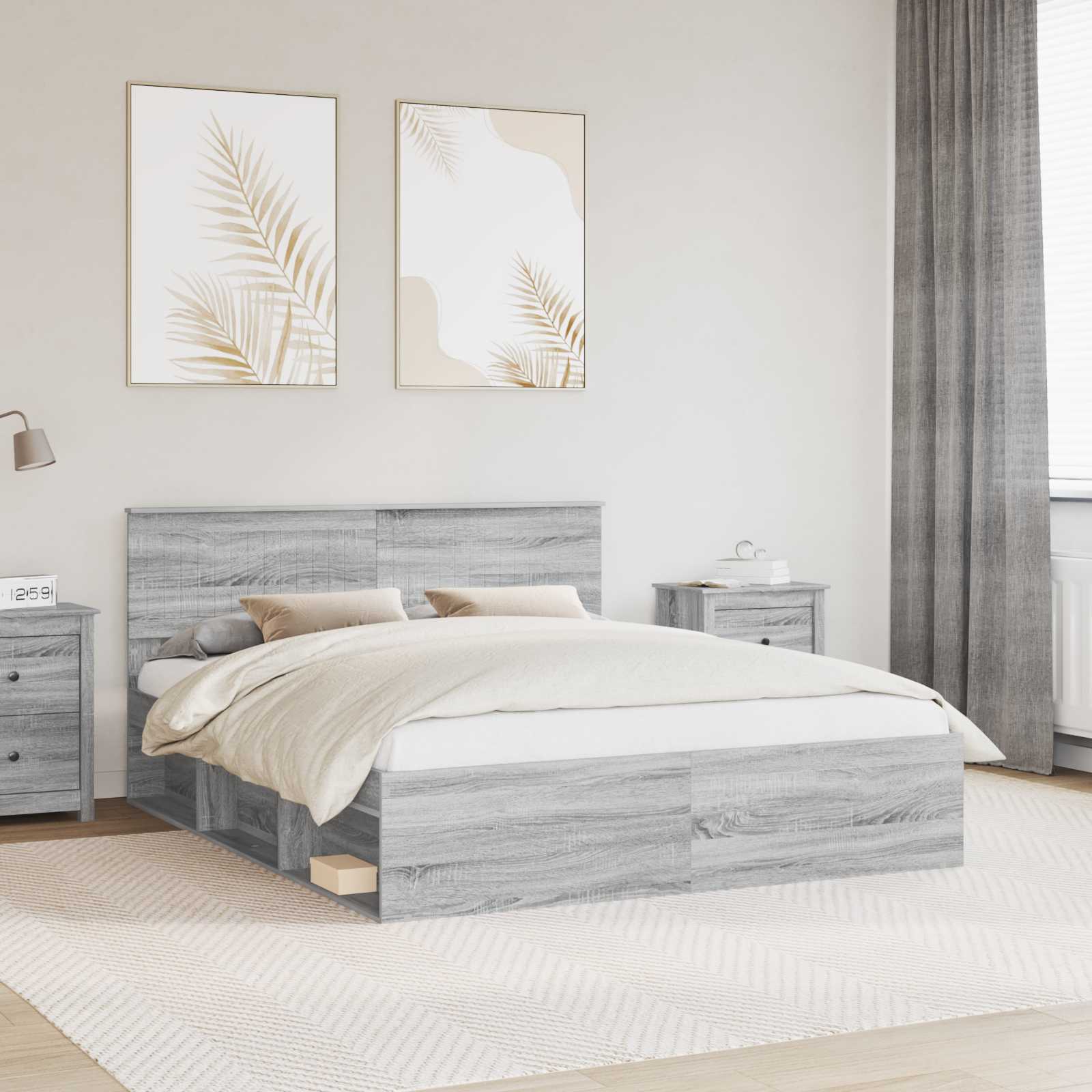 vidaXL Bedframe met hoofdeinde Wit 200 x 200 cm Massief grenenhout