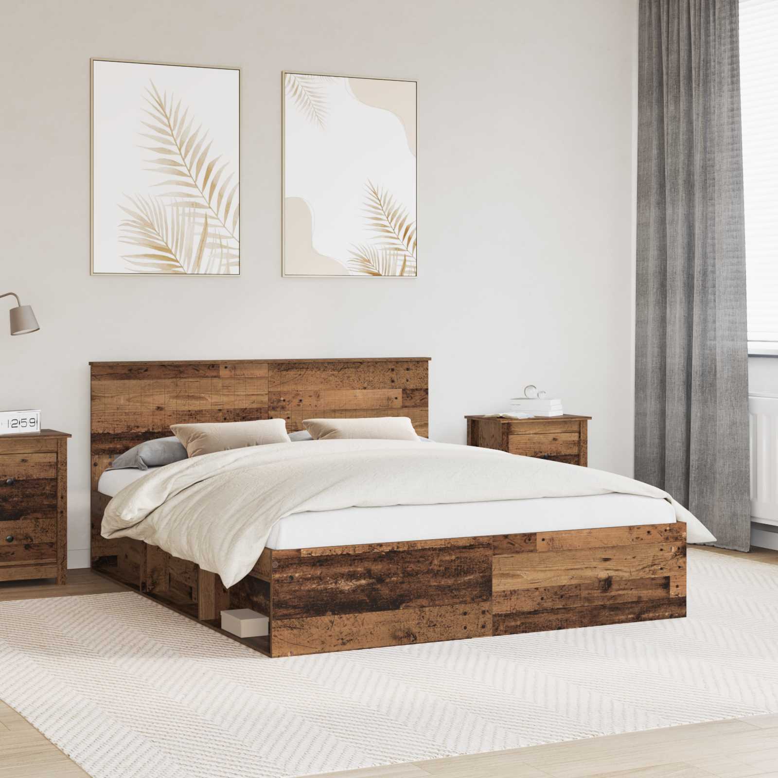 vidaXL Bedframe met hoofdeinde Wit 200 x 200 cm Massief grenenhout