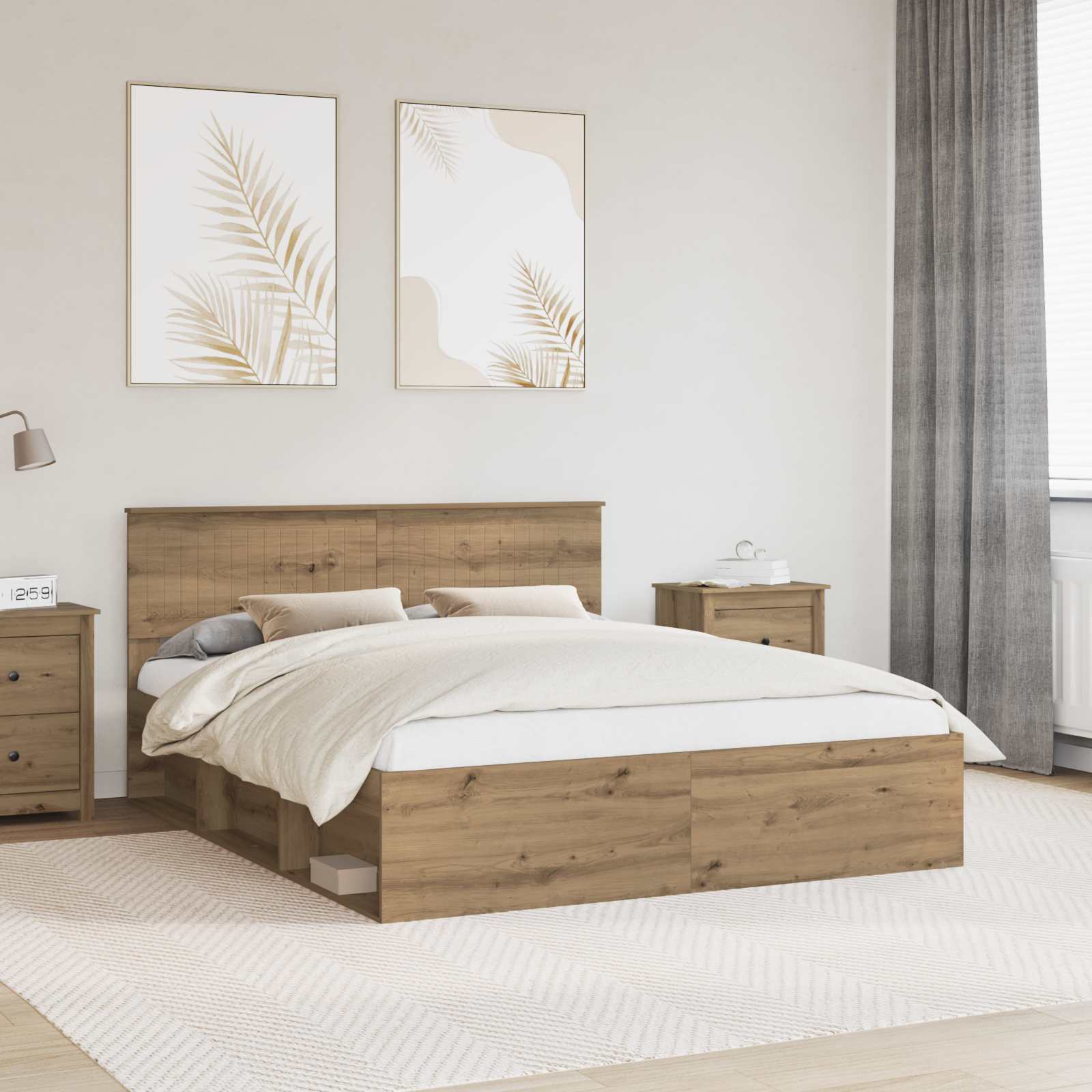 vidaXL Bedframe met hoofdeinde Wit 200 x 200 cm Massief grenenhout