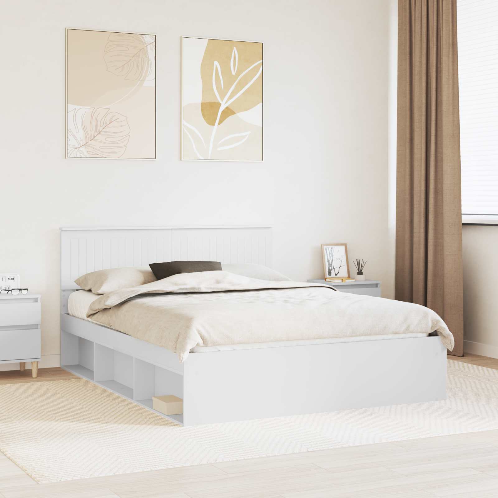 vidaXL Bedframe met hoofdeinde Wit 200 x 200 cm Massief grenenhout