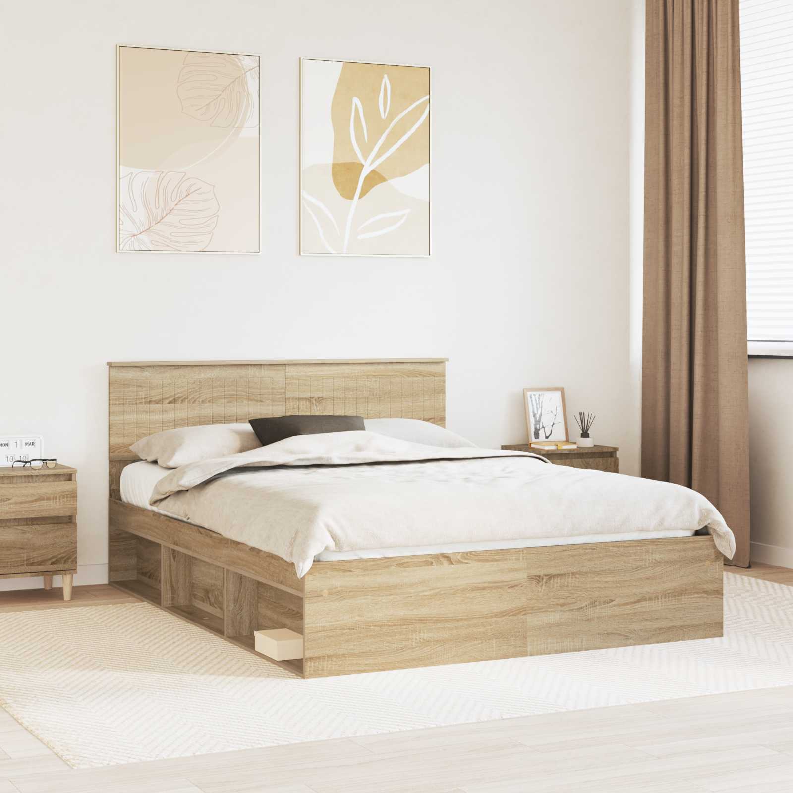 vidaXL Bedframe met hoofdeinde Wit 200 x 200 cm Massief grenenhout