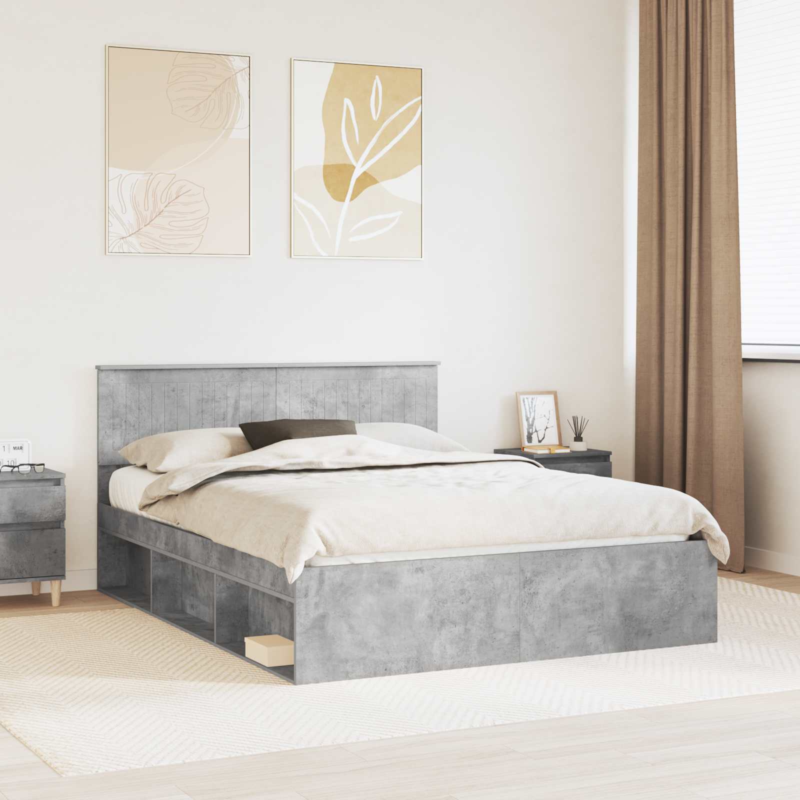 vidaXL Bedframe met hoofdeinde Wit 200 x 200 cm Massief grenenhout