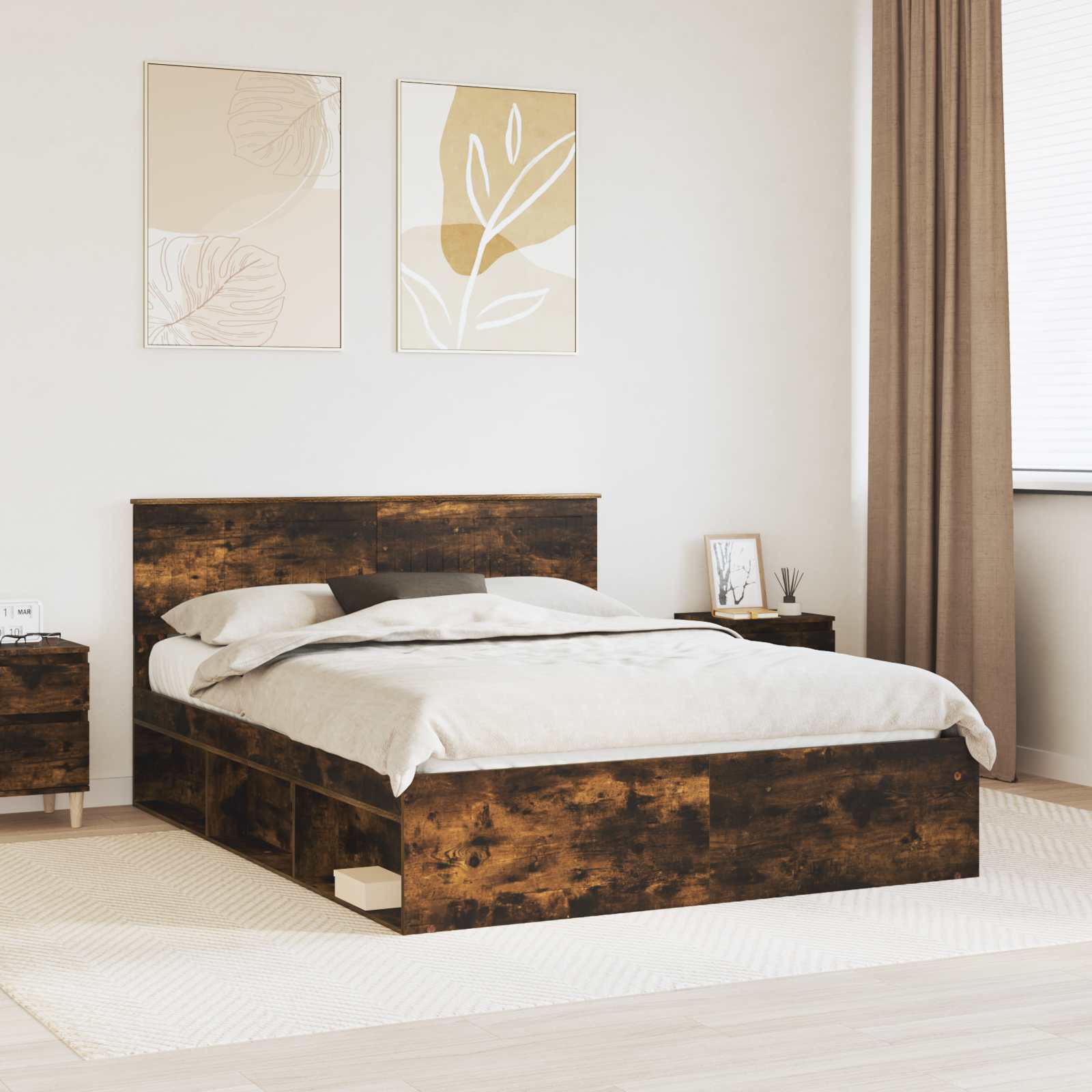 vidaXL Bedframe met hoofdeinde Wit 200 x 200 cm Massief grenenhout