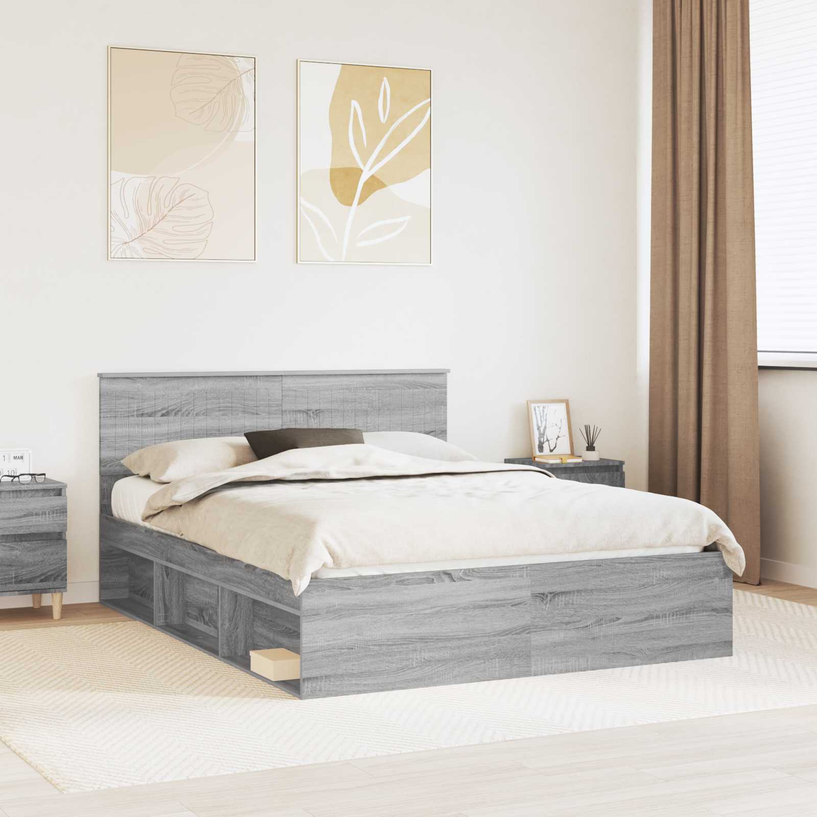 vidaXL Bedframe met hoofdeinde Wit 200 x 200 cm Massief grenenhout