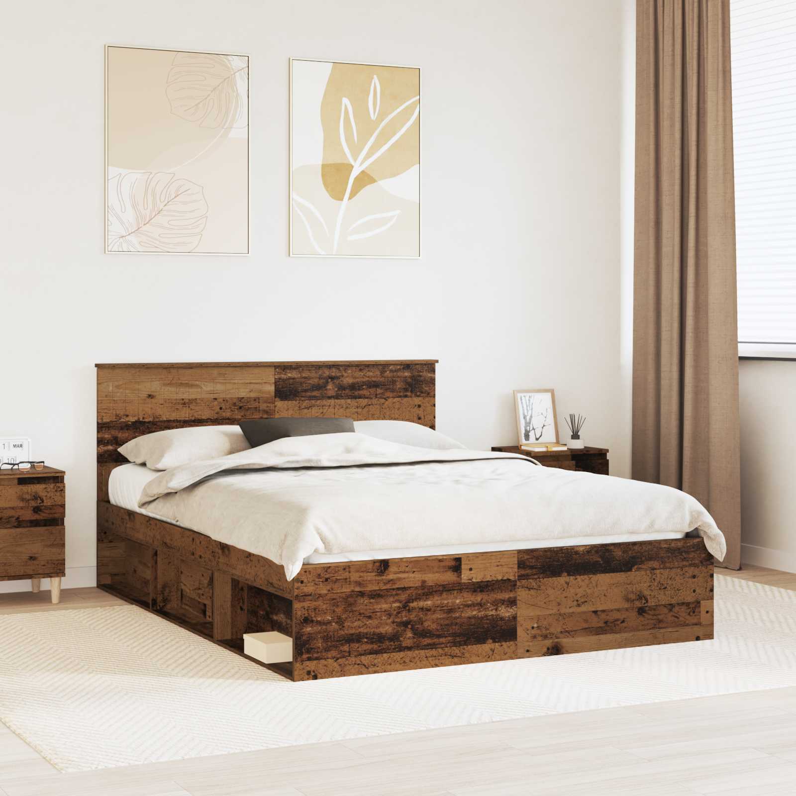 vidaXL Bedframe met hoofdeinde Wit 200 x 200 cm Massief grenenhout