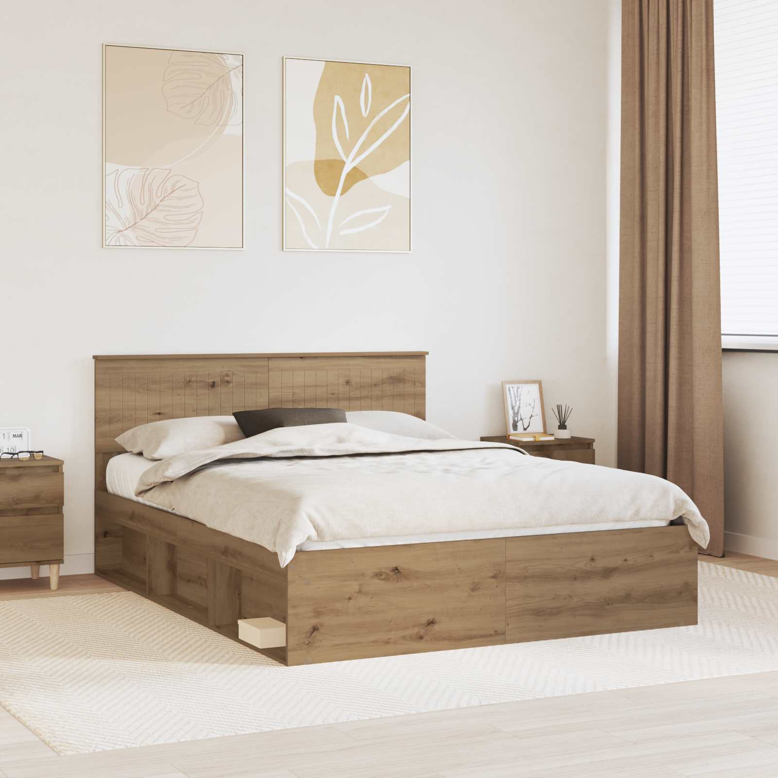 vidaXL Bedframe met hoofdeinde Wit 200 x 200 cm Massief grenenhout