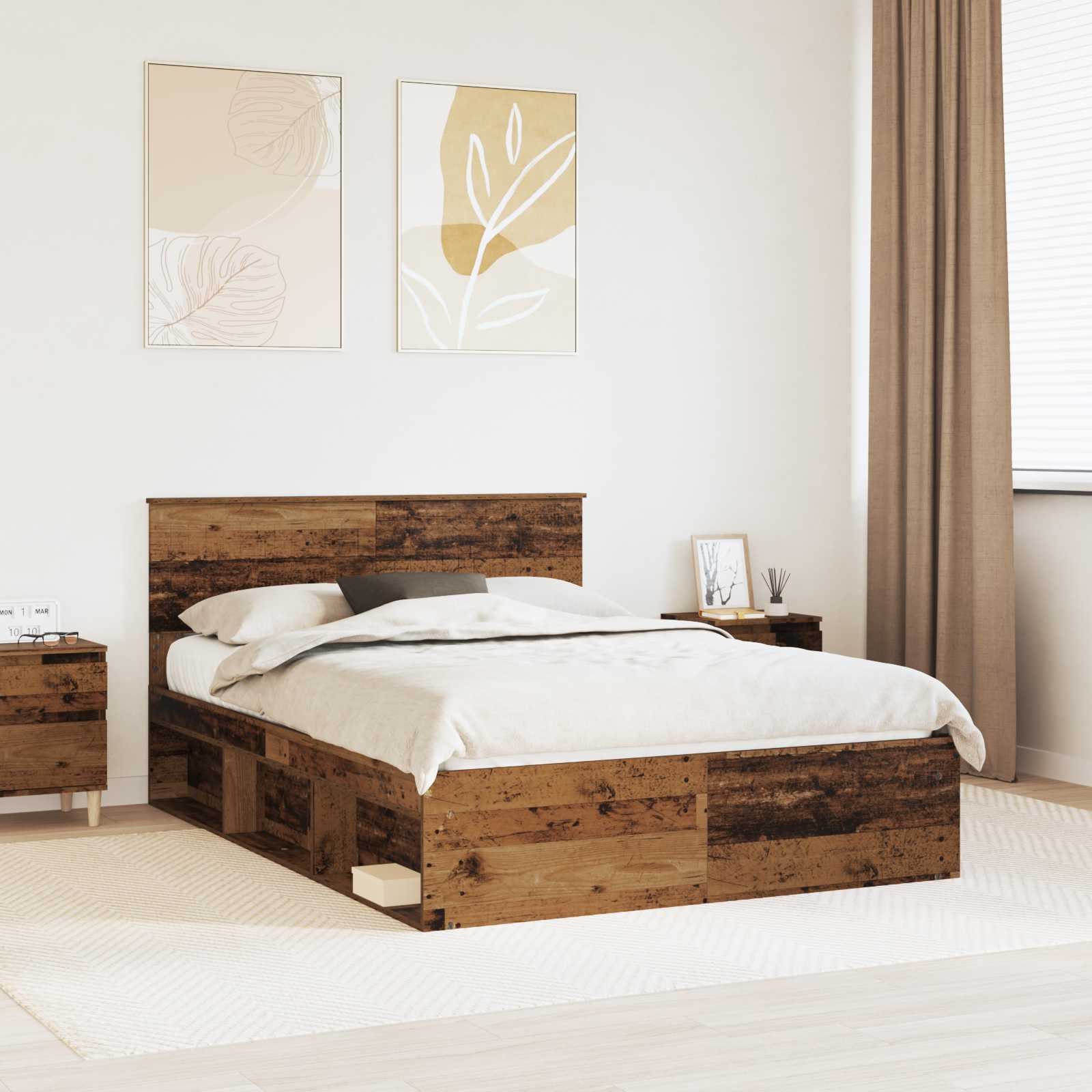 vidaXL Bedframe met hoofdeinde Wit 200 x 200 cm Massief grenenhout
