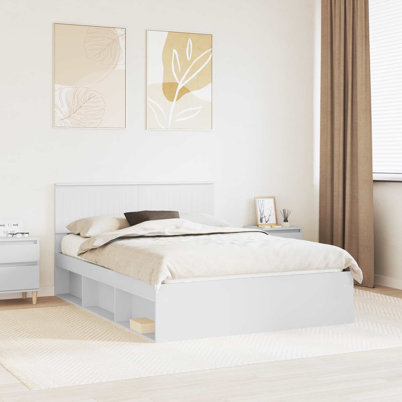 vidaXL Bedframe met hoofdeinde Wit 200 x 200 cm Massief grenenhout