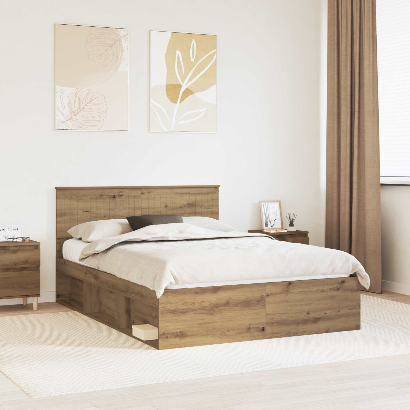 vidaXL Bedframe met hoofdeinde Wit 200 x 200 cm Massief grenenhout