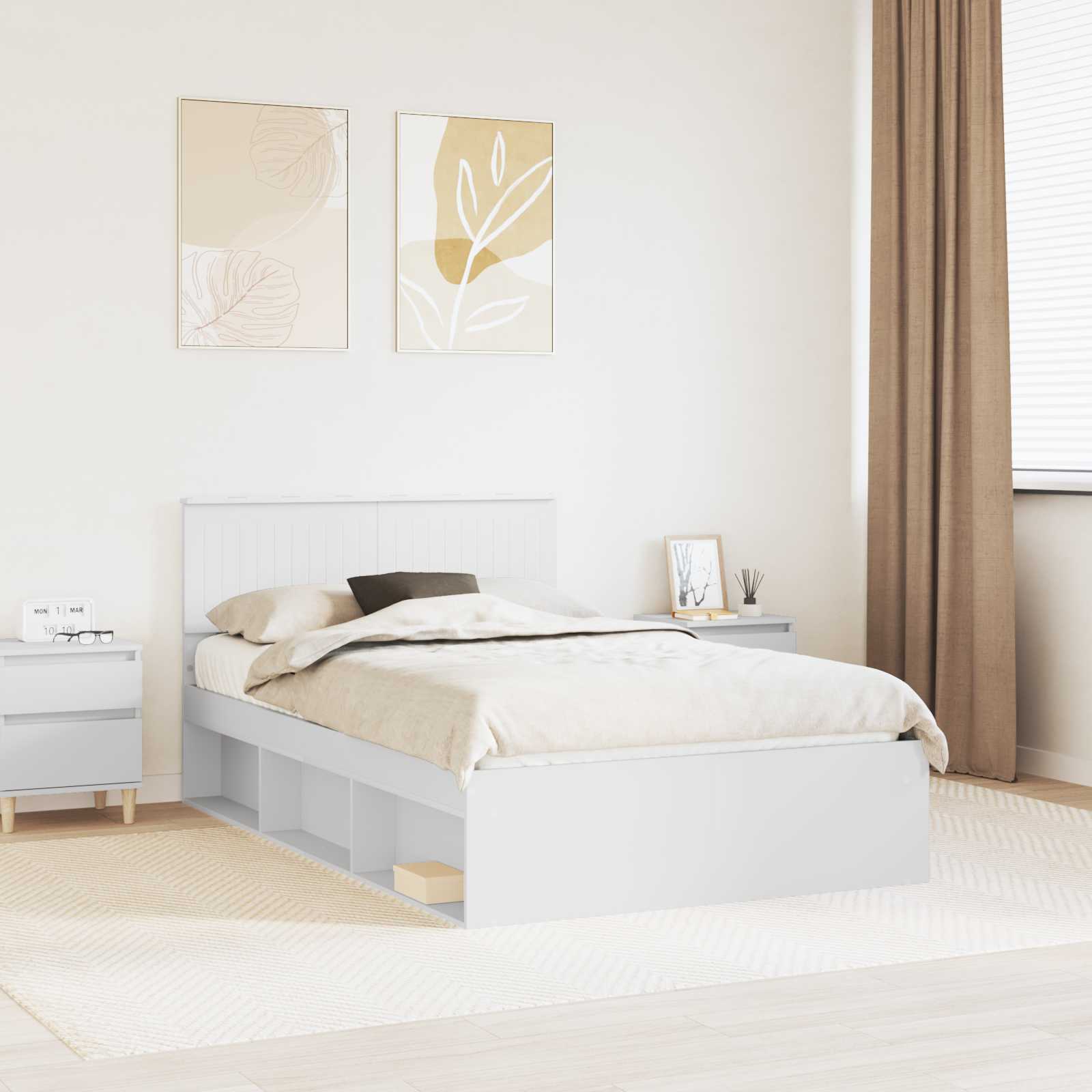 vidaXL Bedframe met hoofdeinde Wit 200 x 200 cm Massief grenenhout