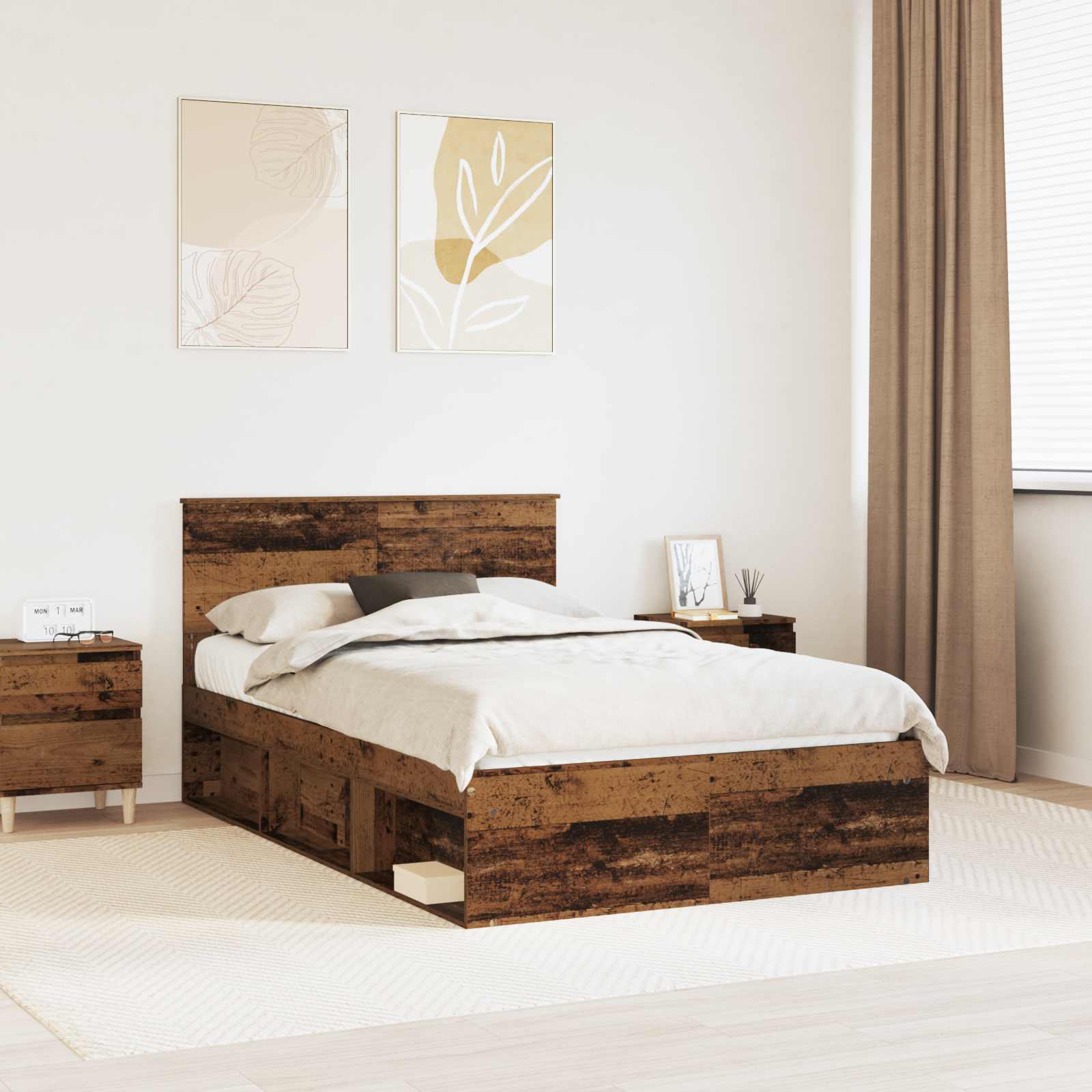 vidaXL Bedframe met hoofdeinde Wit 200 x 200 cm Massief grenenhout