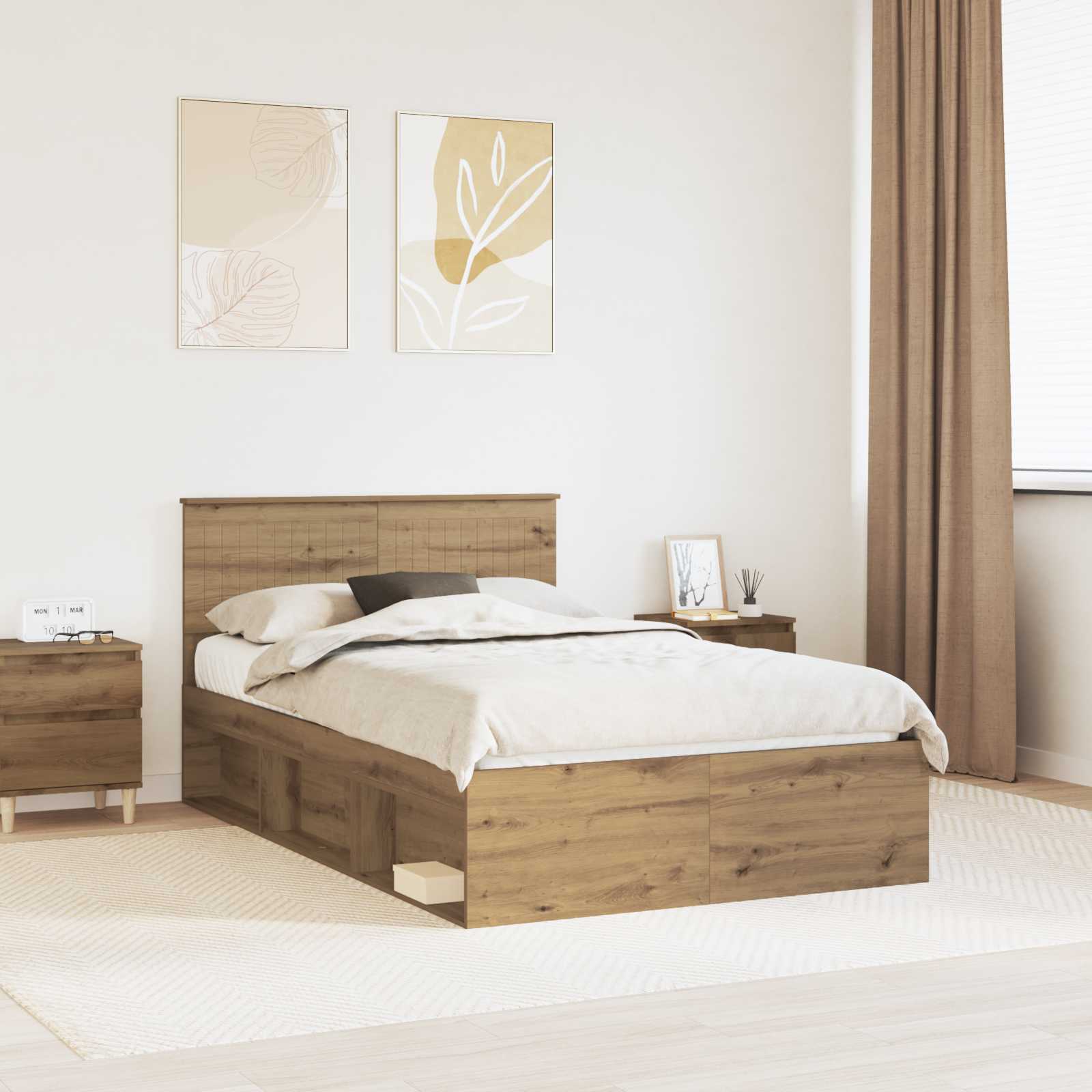 vidaXL Bedframe met hoofdeinde Wit 200 x 200 cm Massief grenenhout