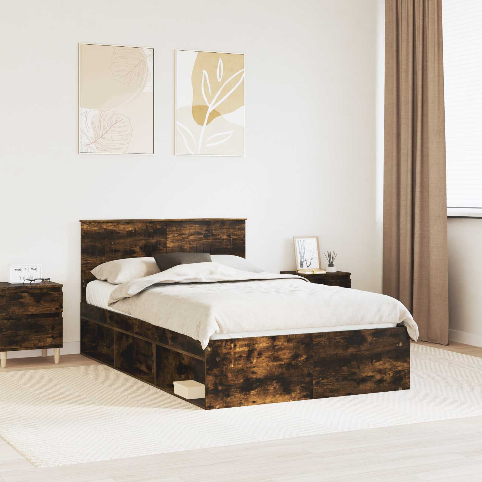 vidaXL Bedframe met hoofdeinde Wit 200 x 200 cm Massief grenenhout